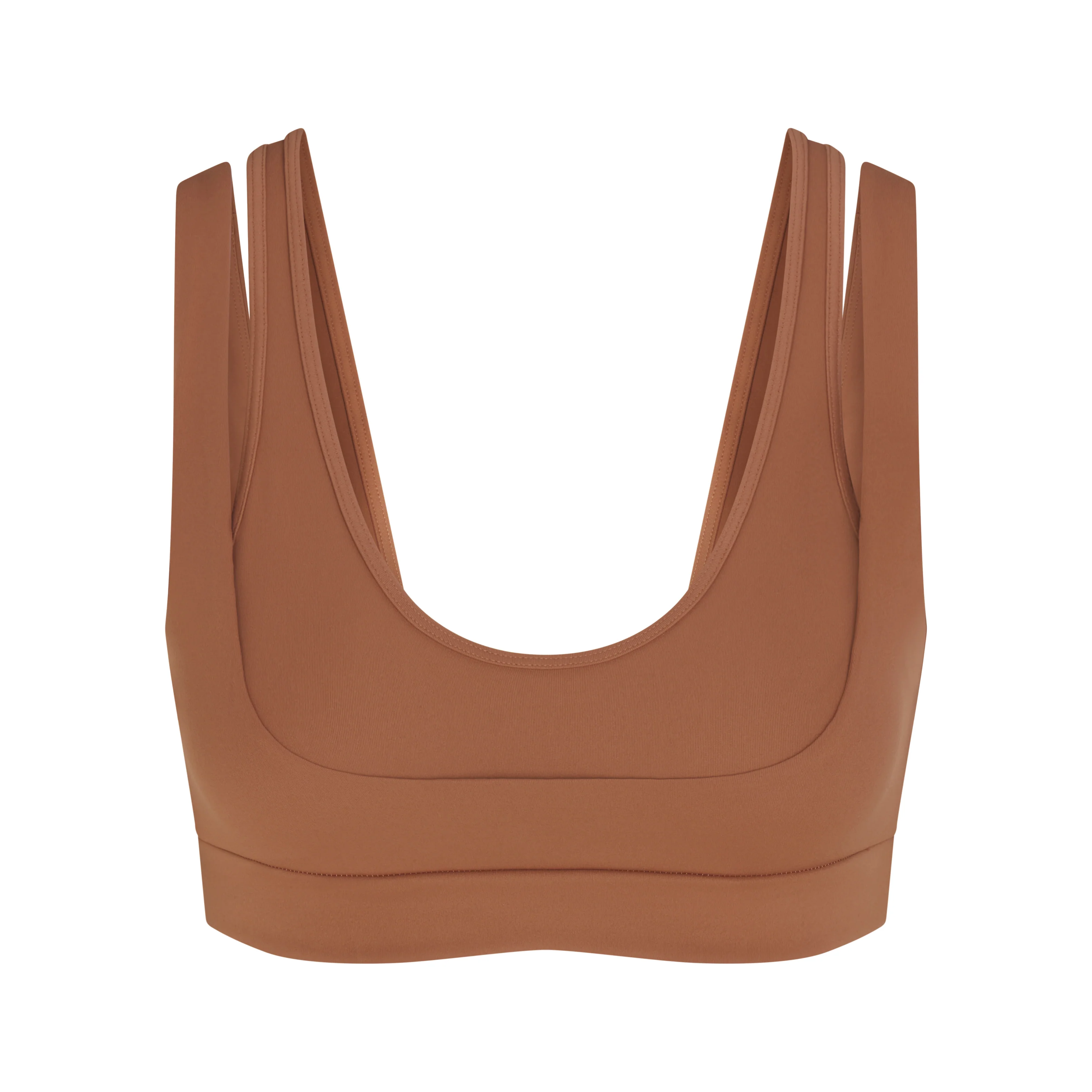 NikeSKIMS MATTE DOUBLE STRAP SCOOP BRA | CAROB BROWN