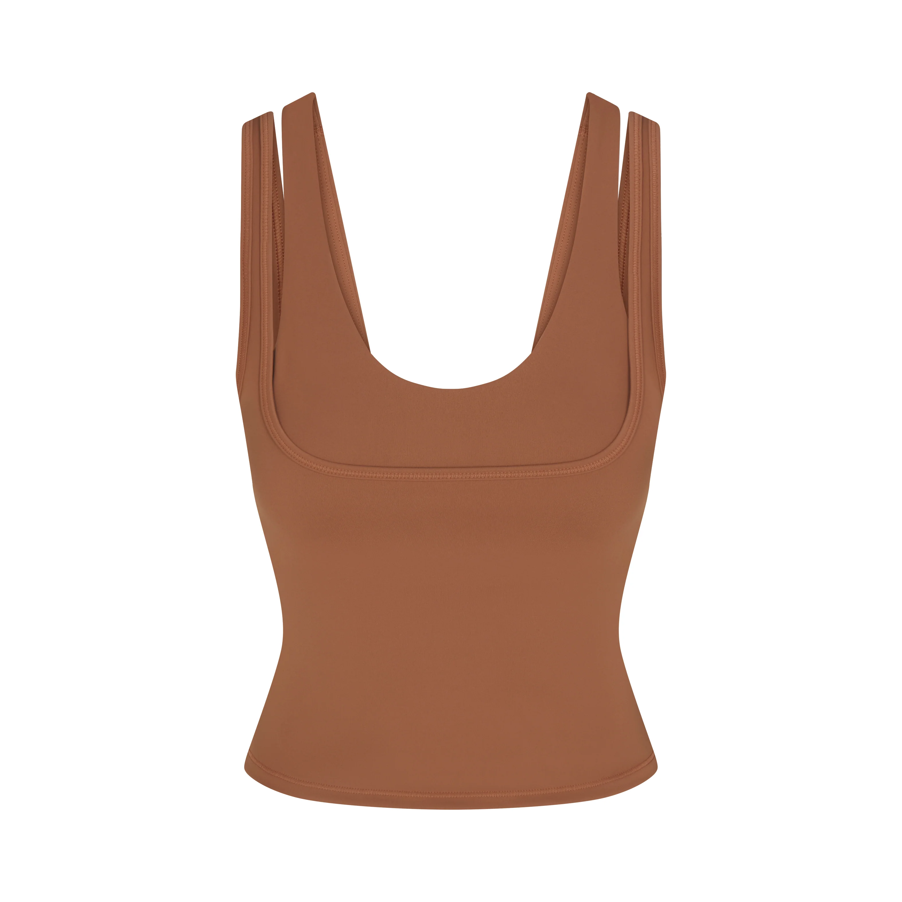 NikeSKIMS MATTE DOUBLE STRAP SCOOP TANK | CAROB BROWN