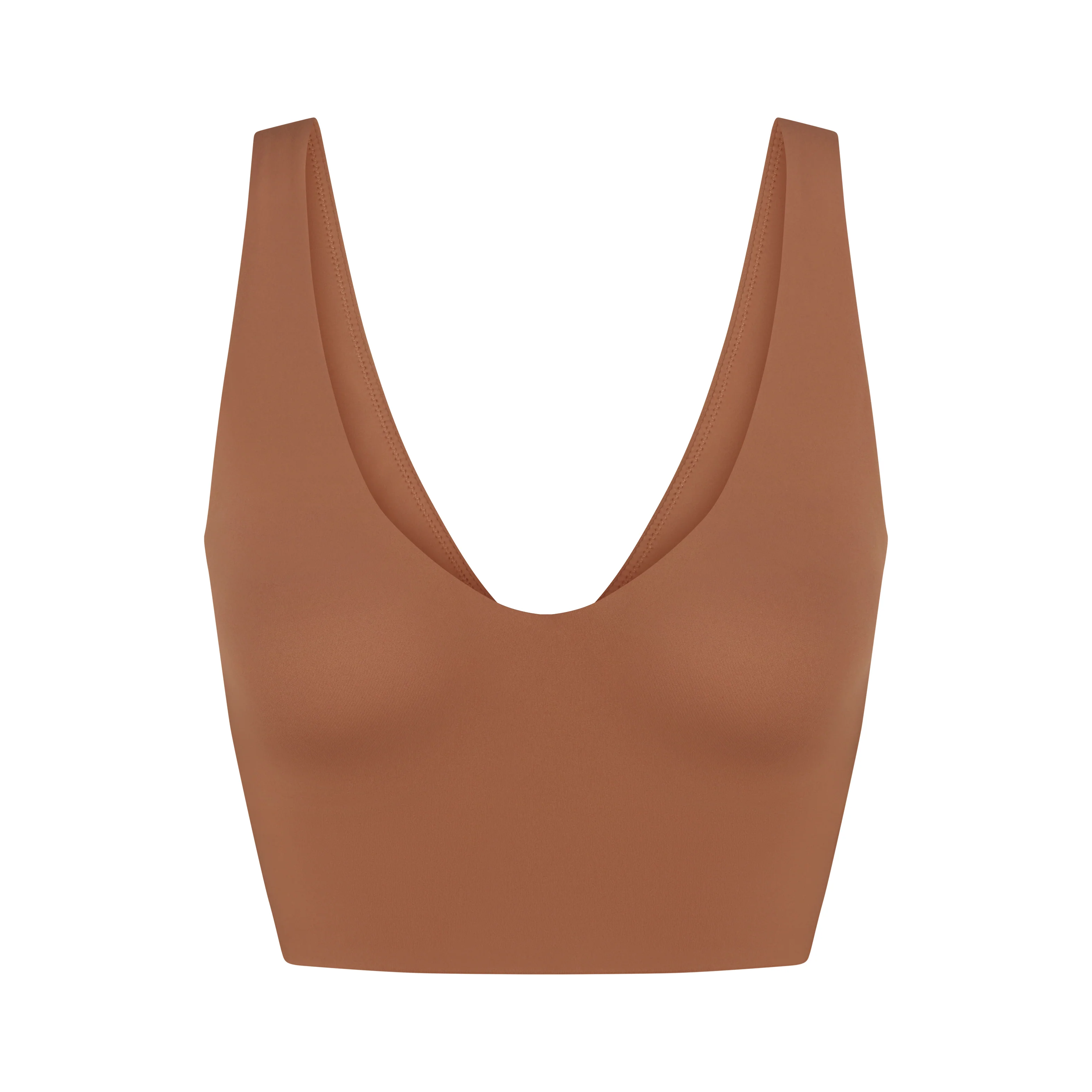NikeSKIMS MATTE V-NECK BRA TOP | CAROB BROWN