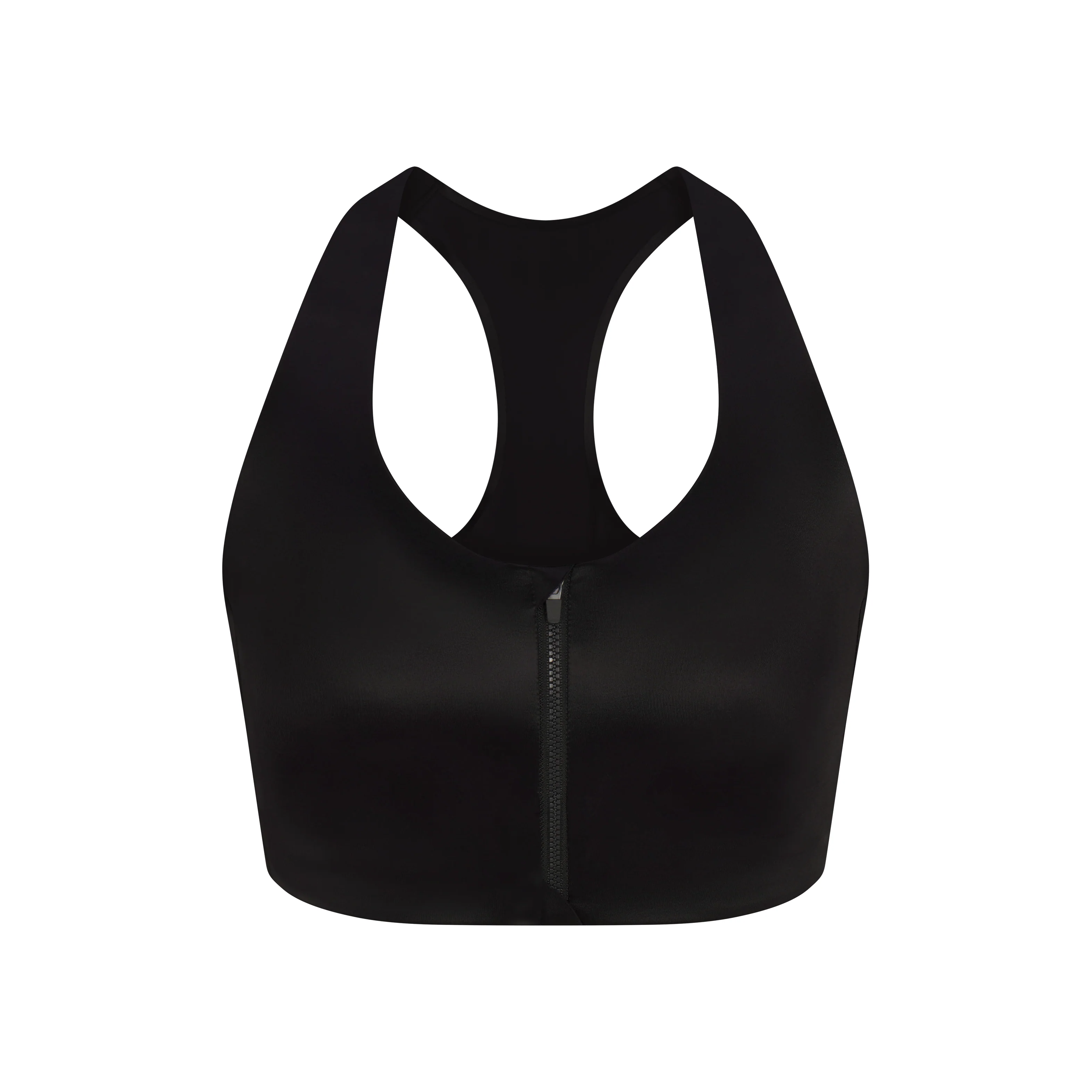 NikeSKIMS SATIN SHINE RACERBACK ZIP FRONT BRA | OBSIDIAN