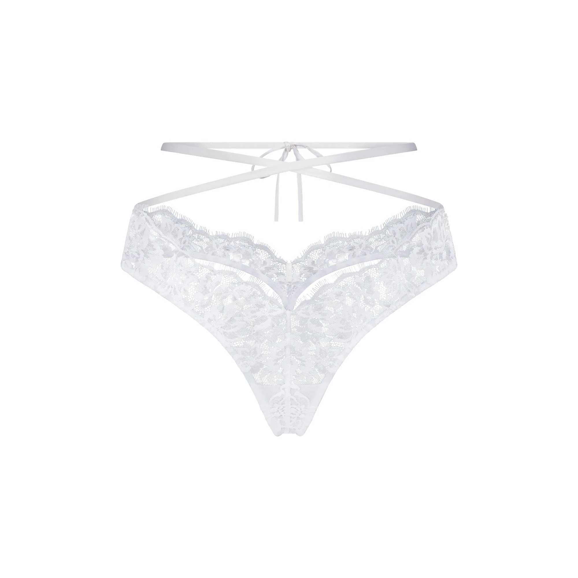 SKIMS LACE BUTTERFLY THONG | SNOW