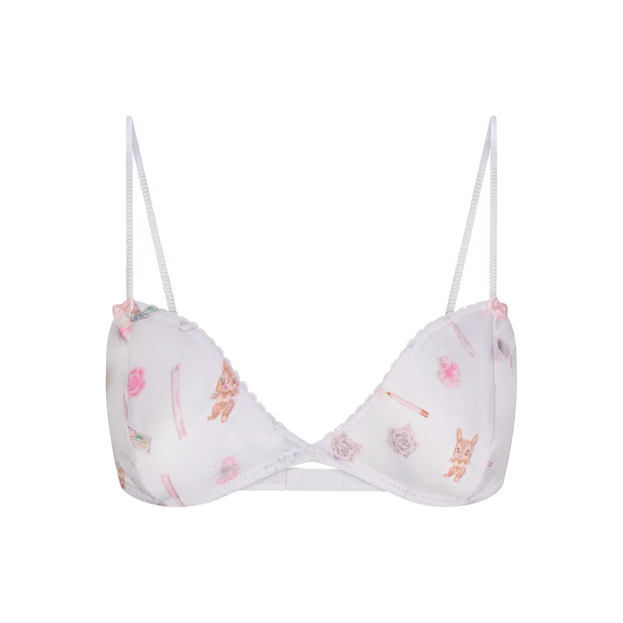 LIGHTWEIGHT SATIN TRIANGLE BRALETTE | SNOW ESSENTIALS BAG
