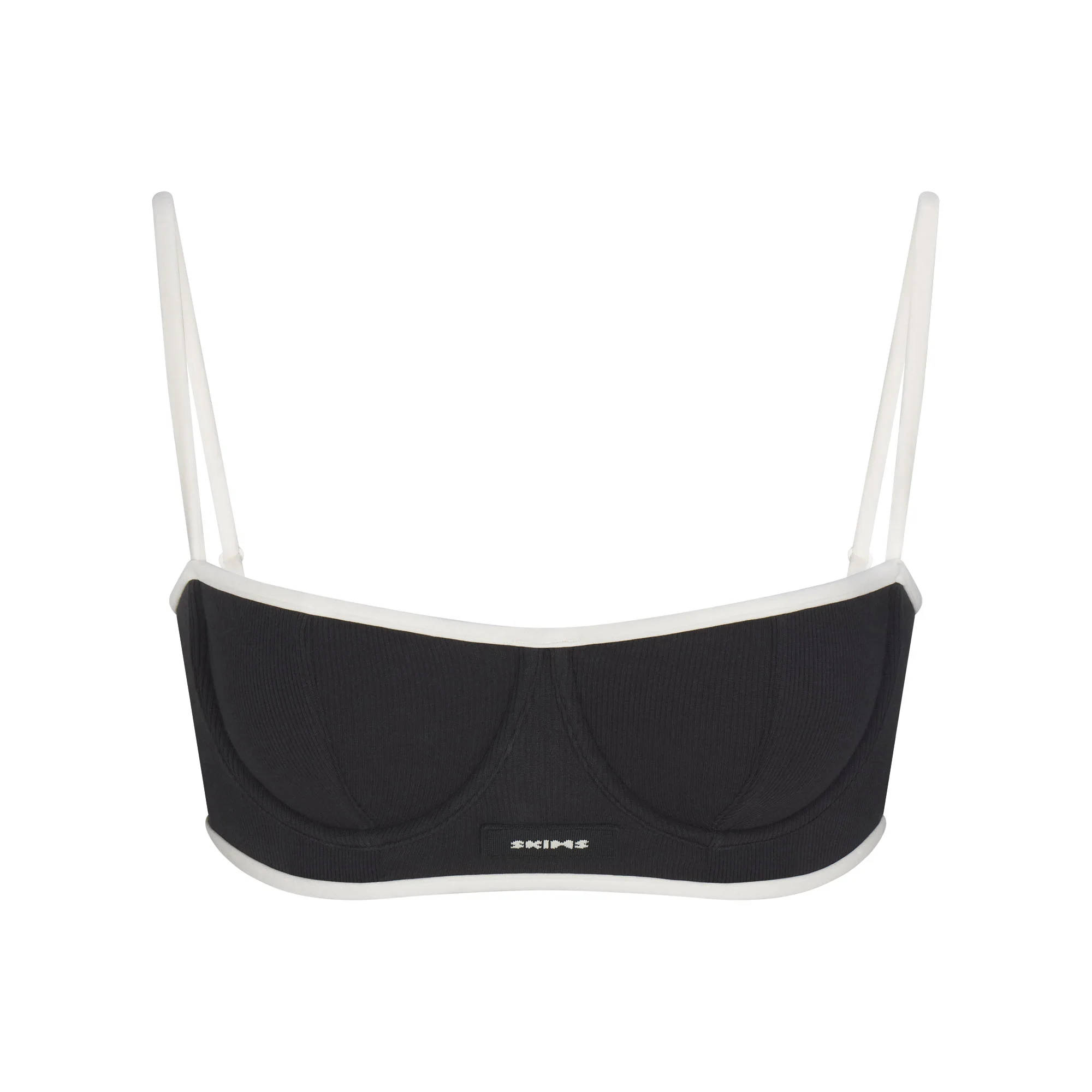 COTTON RIB BALCONETTE BRA | SOOT CONTRAST