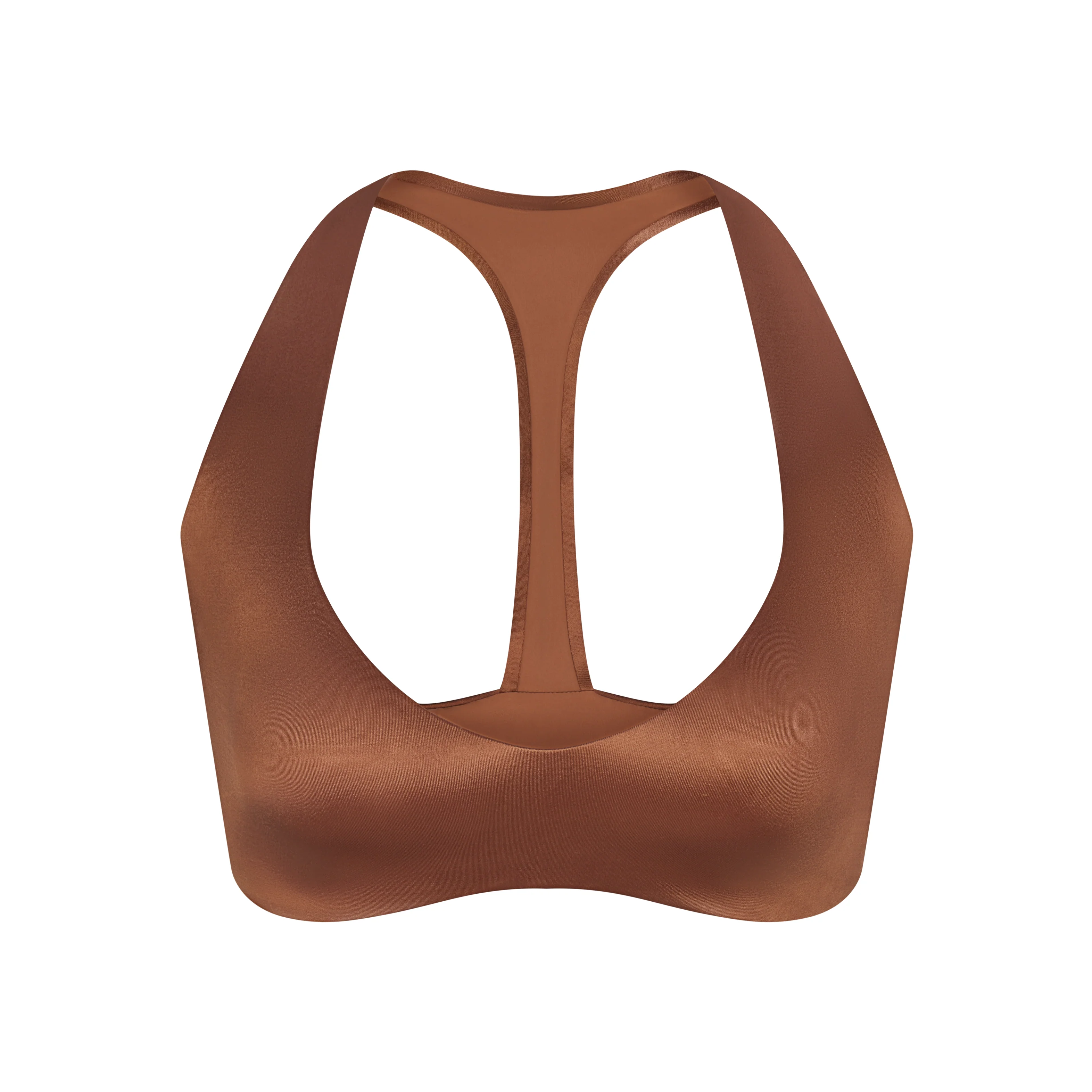 NikeSKIMS SATIN SHINE PLUNGE T-BACK BRA | CAROB BROWN