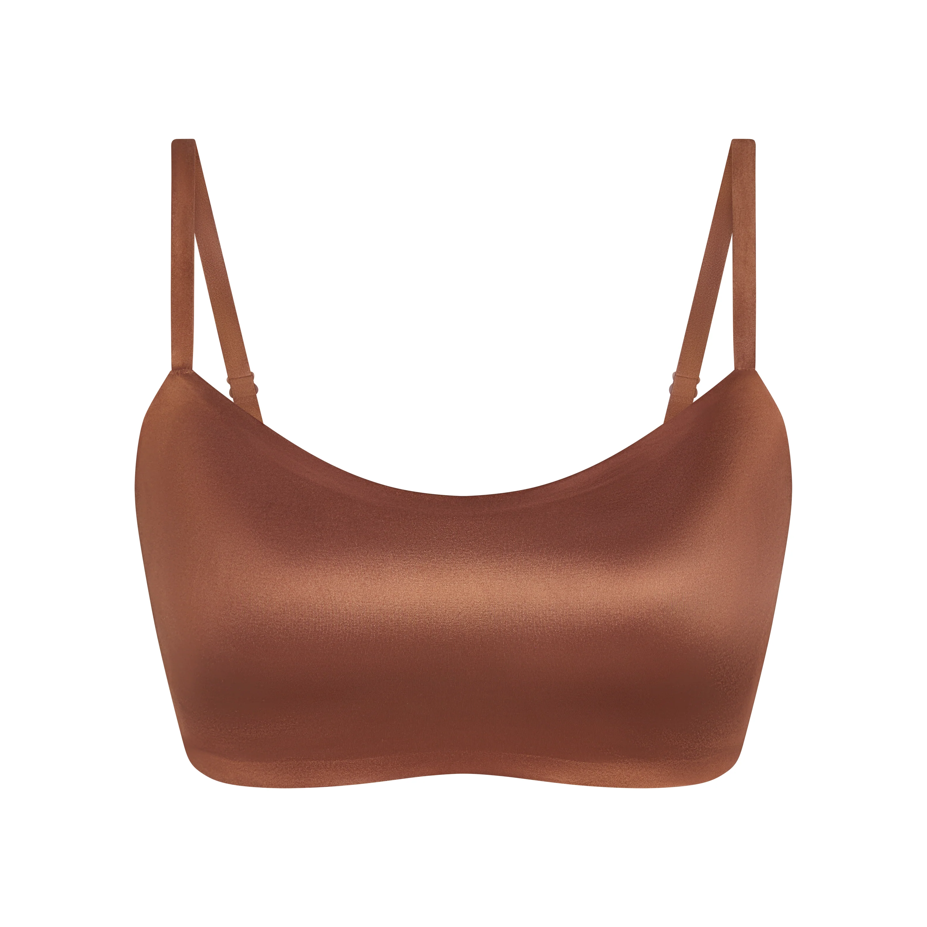 NikeSKIMS SATIN SHINE SCOOP CAMI BRA | CAROB BROWN