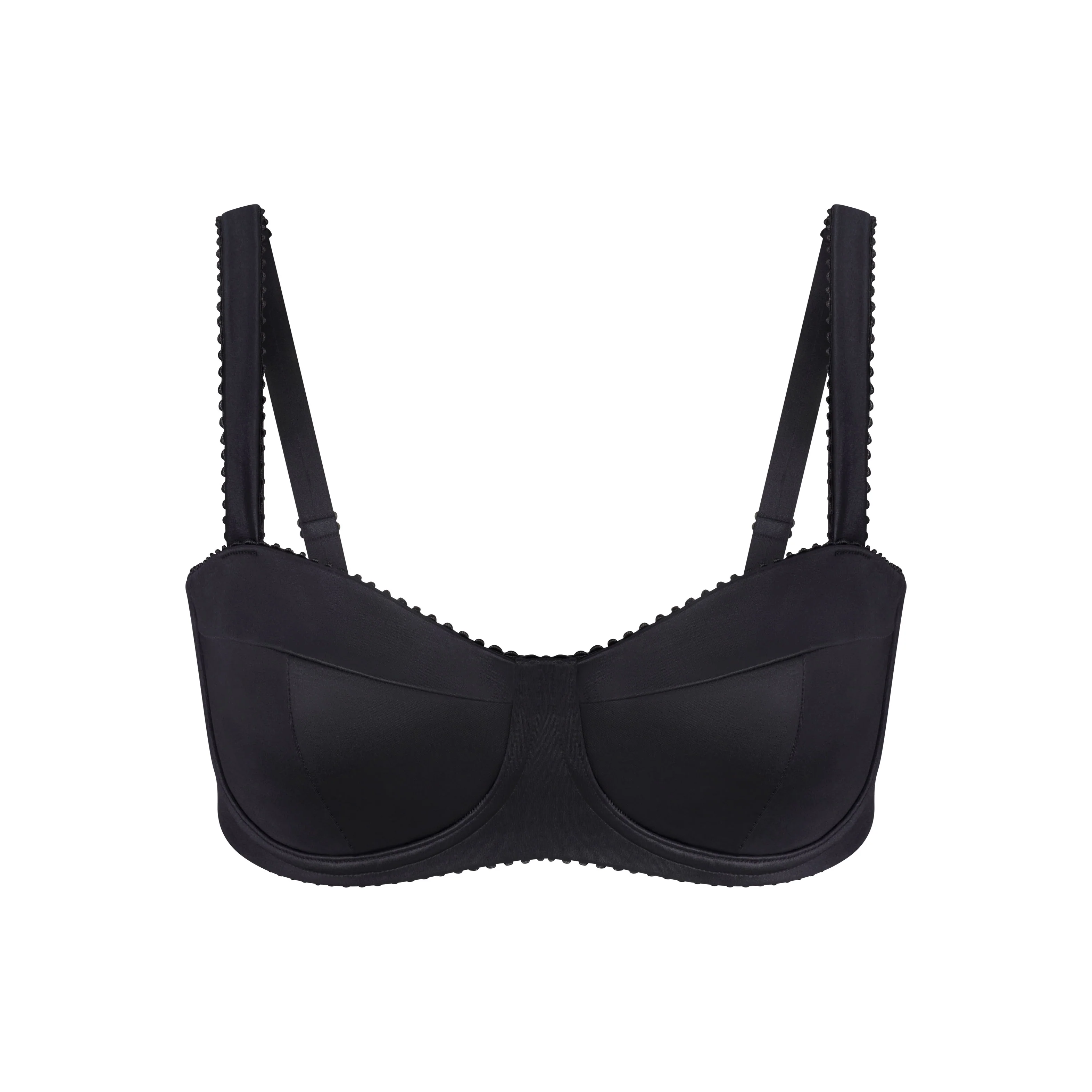 NikeSKIMS SATIN SHINE PANELED PICOT BRA | OBSIDIAN