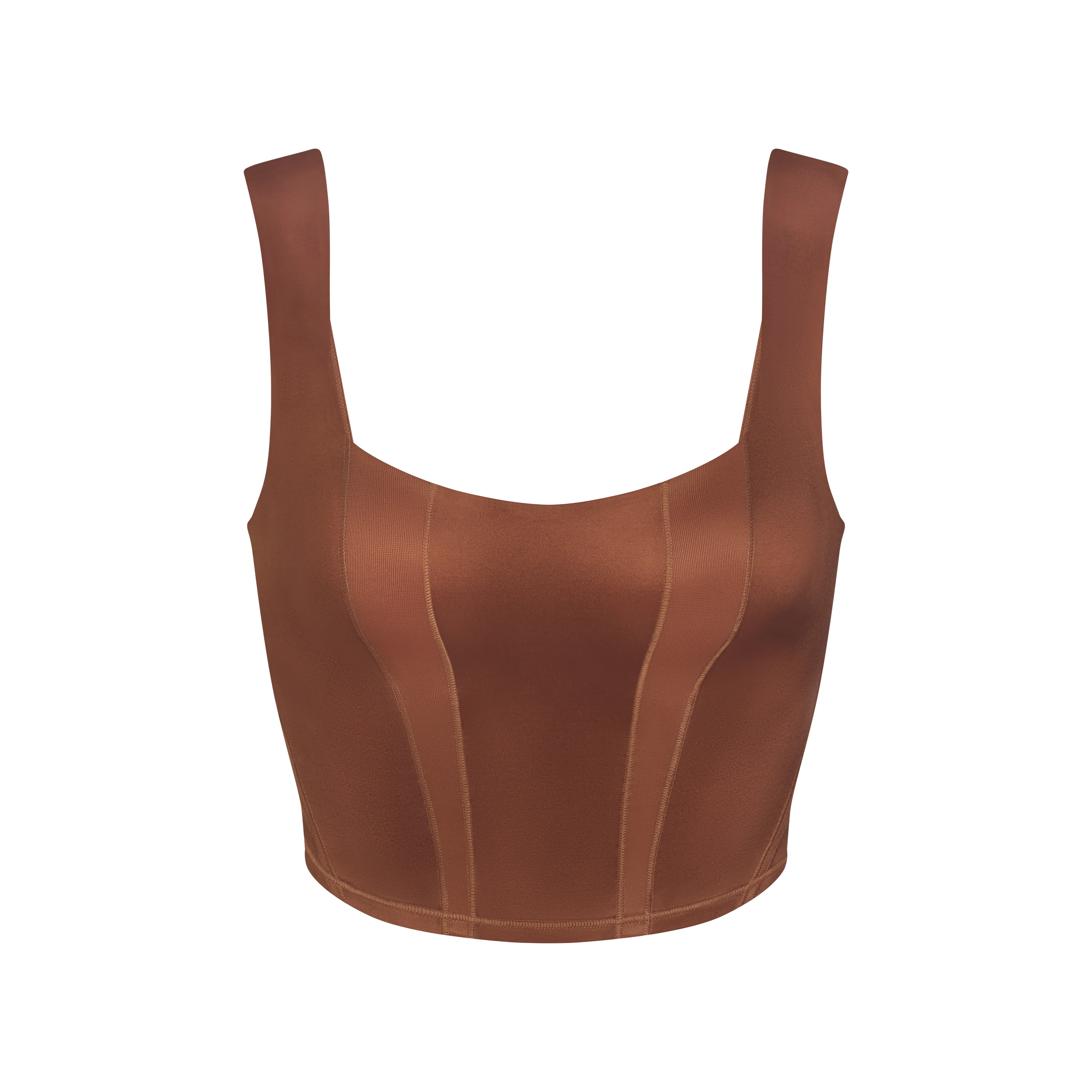 NikeSKIMS SATIN SHINE PANELED SCOOP TANK | CAROB BROWN