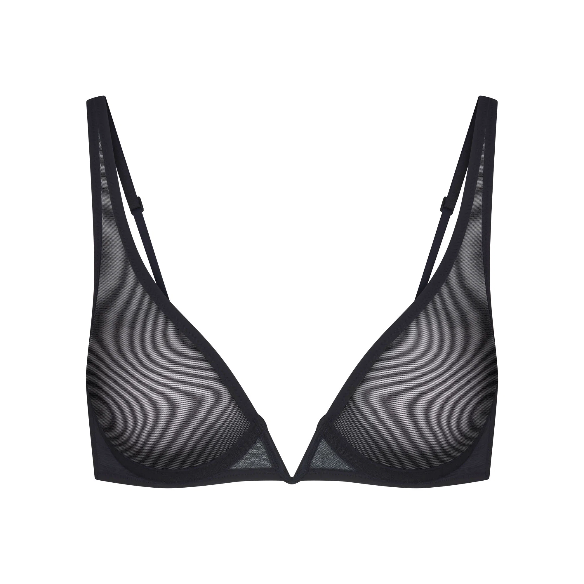 ULTRA FINE MESH DEEP PLUNGE BRA | OBSIDIAN