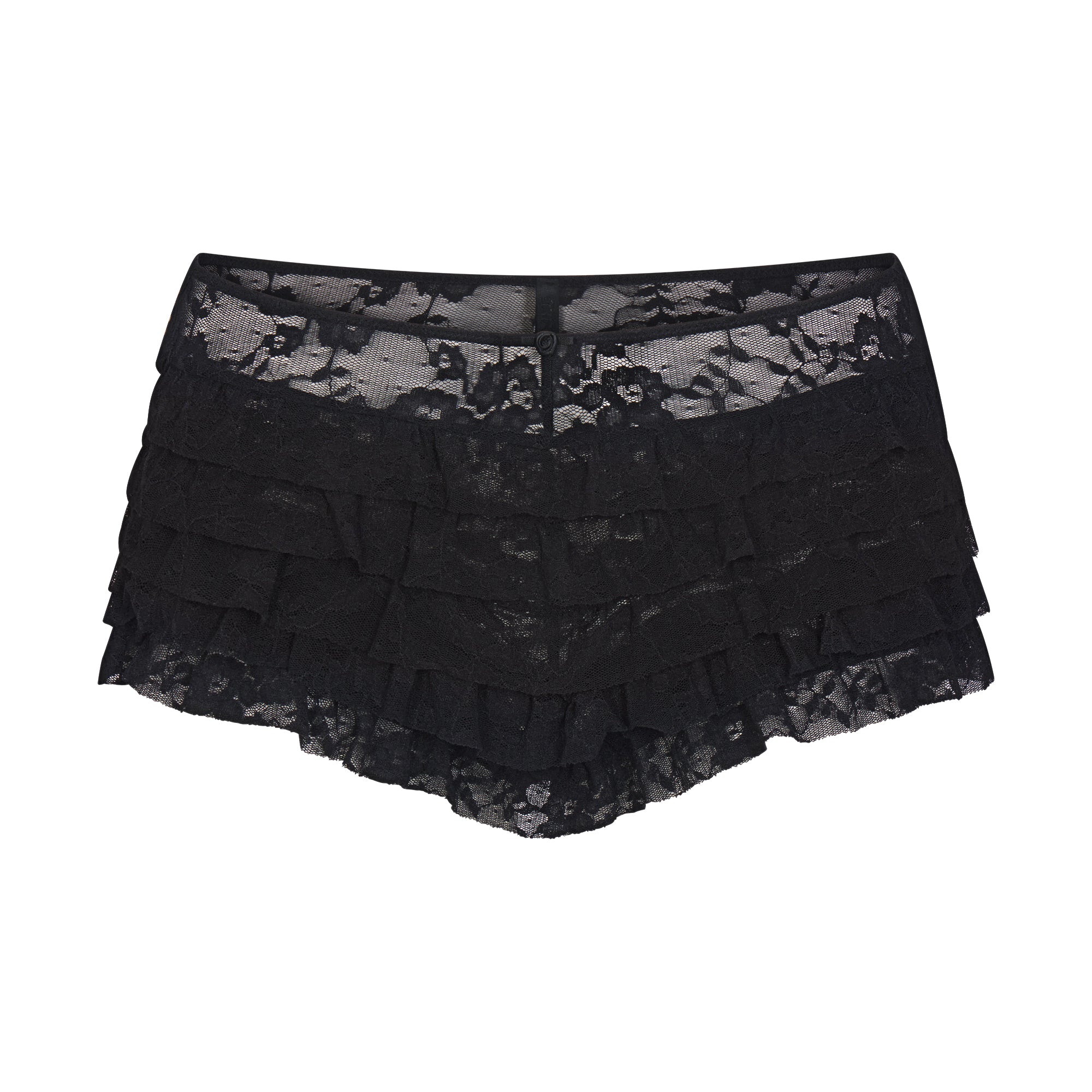 STRETCH LACE RUFFLE SHORT | SOOT