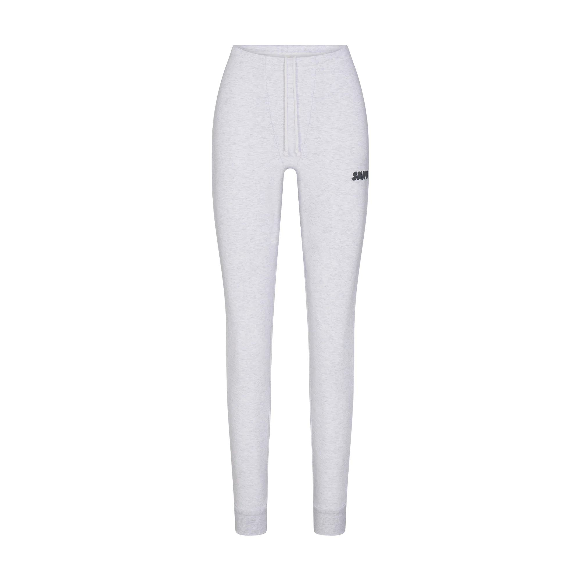 COTTON FLEECE LEGGING WITH EMBOSSED LOGO | LIGHT HEATHER GREY