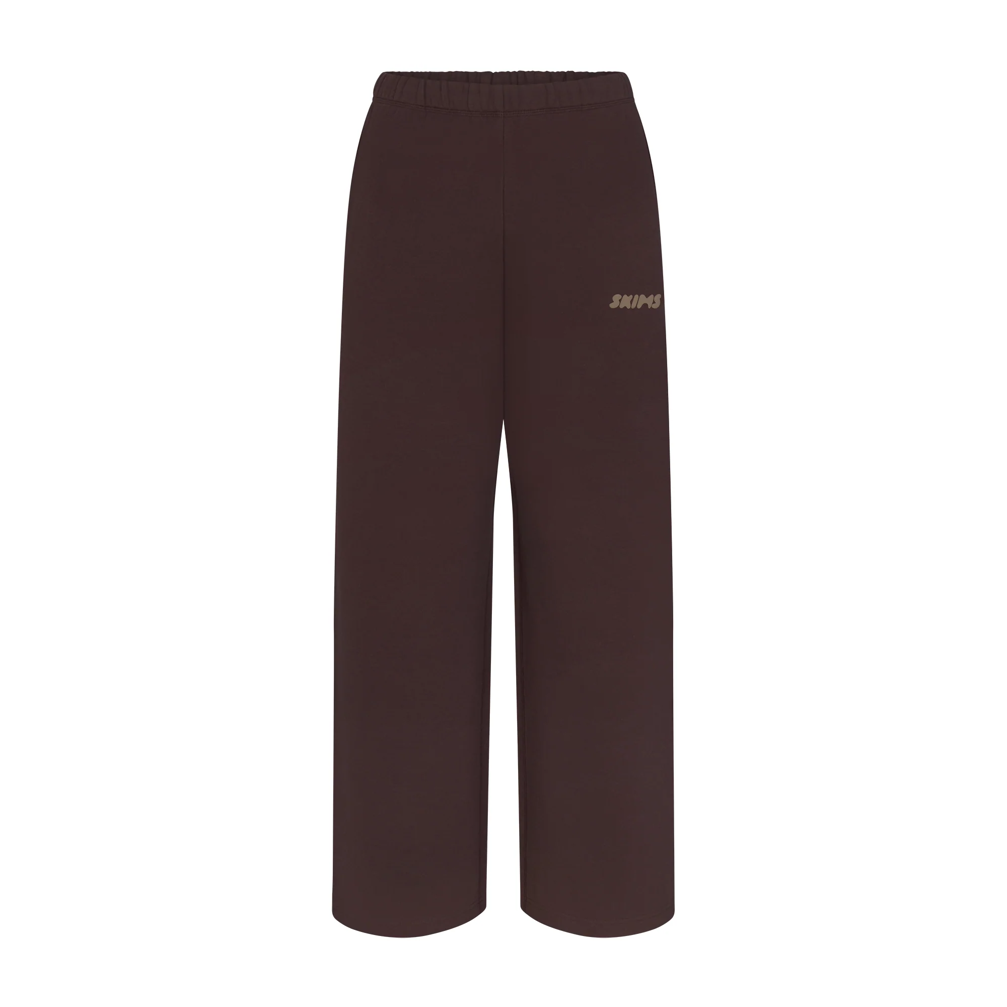 COTTON FLEECE STRAIGHT LEG PANT WITH EMBOSSED LOGO | ESPRESSO