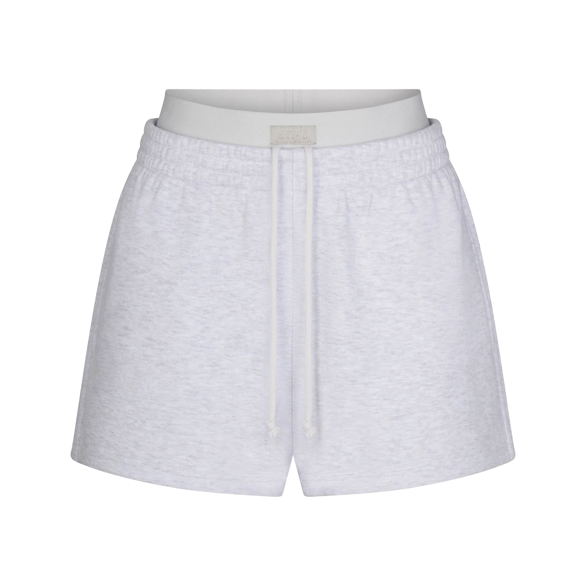 COTTON FLEECE DOUBLE WAISTBAND SHORT | LIGHT HEATHER GREY
