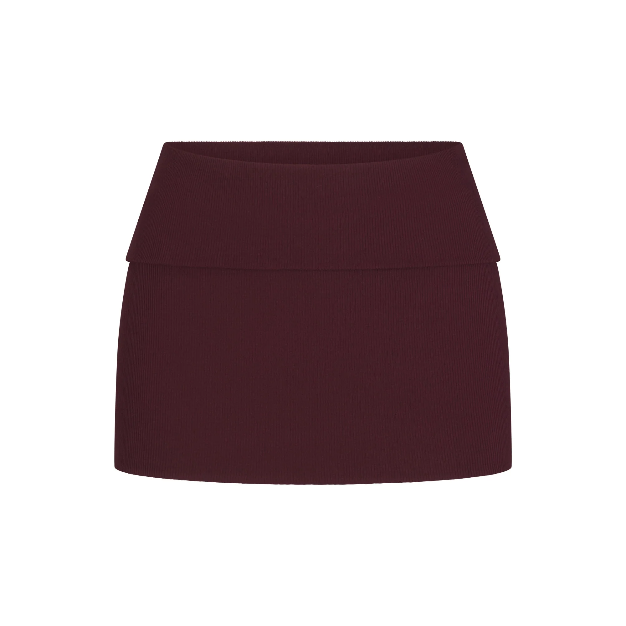 COTTON RIB FOLDOVER MINI SKIRT | CURRANT