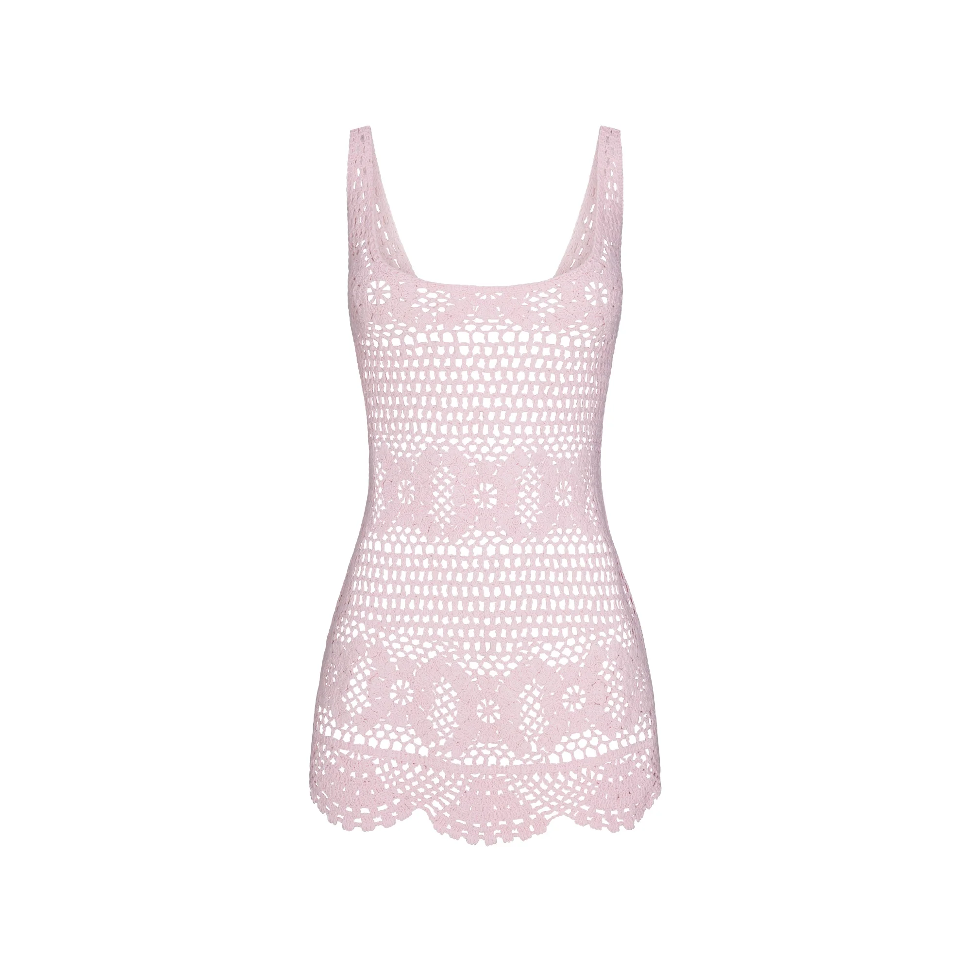 SWIM COVER-UPS CROCHET MINI TANK DRESS | CHERRY BLOSSOM