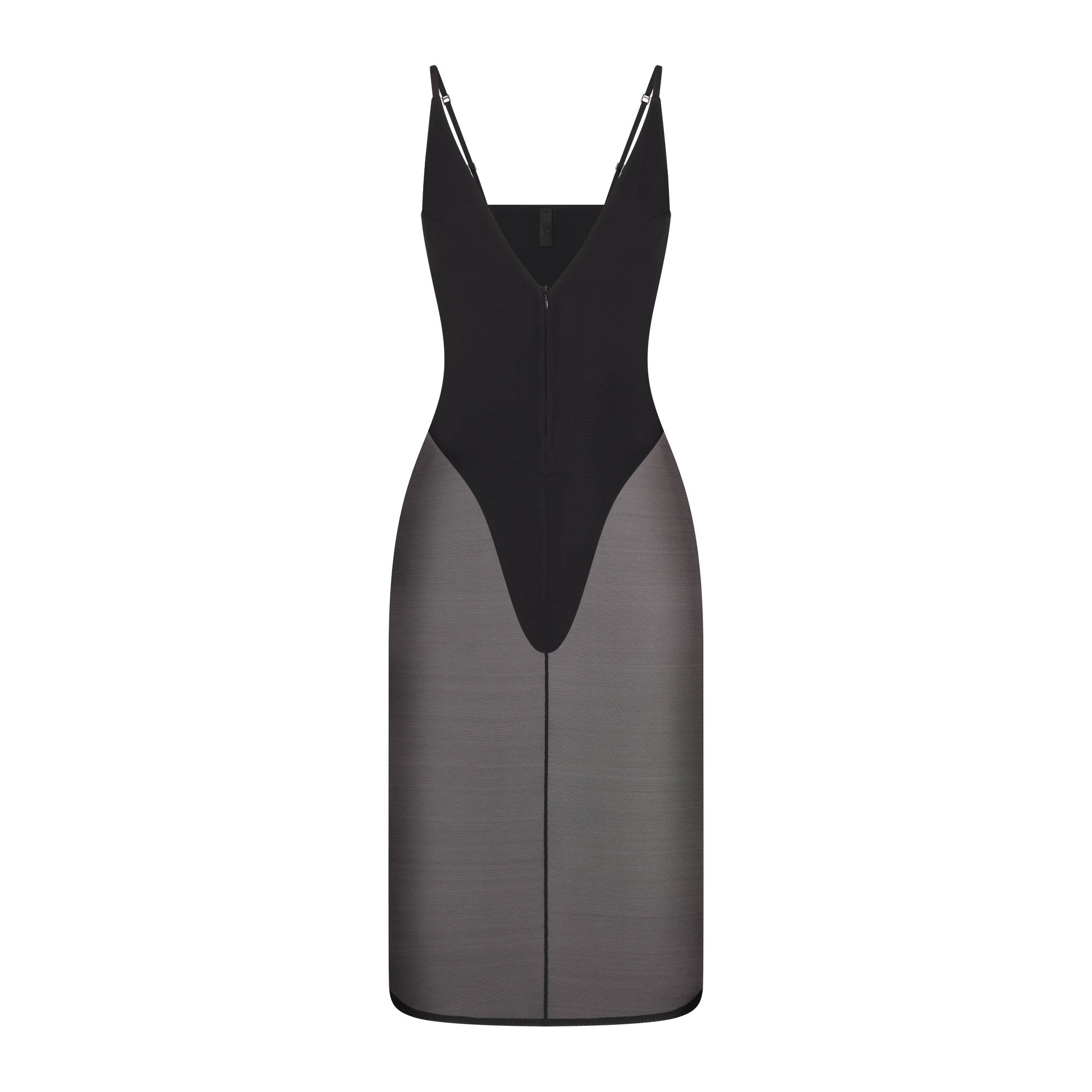 SKIMS BODY MESH PLUNGE MIDI DRESS | ONYX