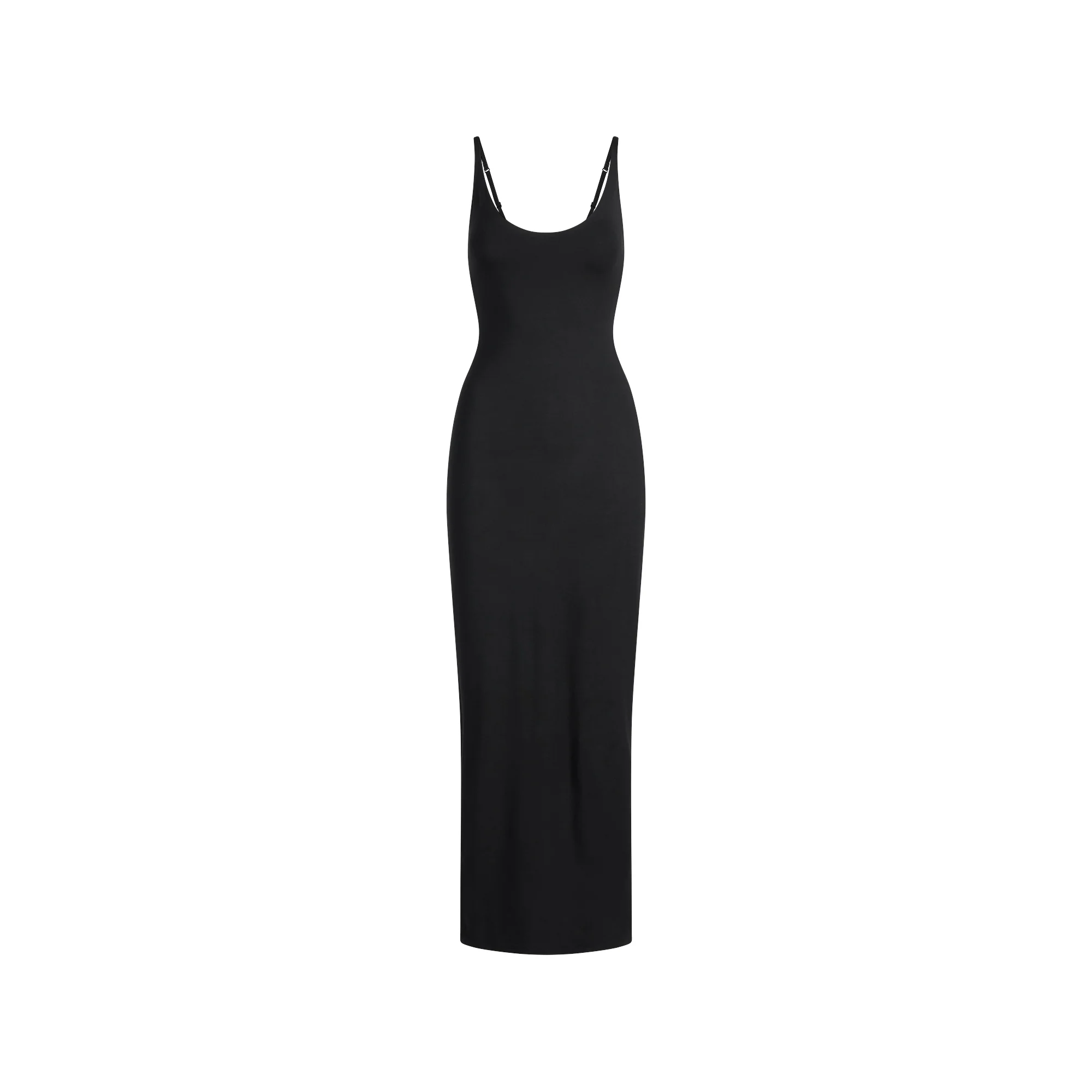 SMOOTH LAYERS SKIMPY SCOOP NECK LONG DRESS | OBSIDIAN
