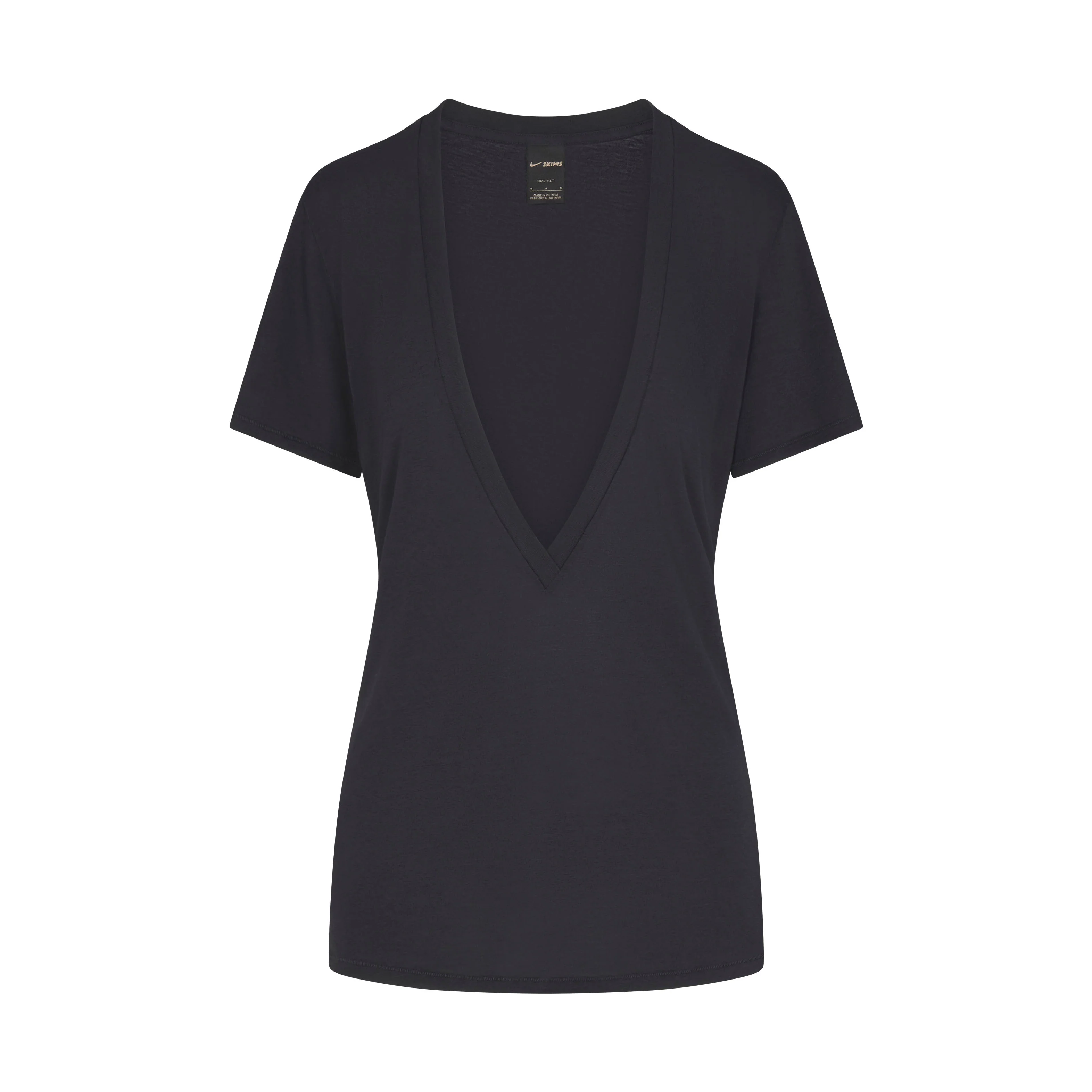 NikeSKIMS PERFORMANCE COTTON BLEND SHORT SLEEVE V-NECK TOP | OBSIDIAN