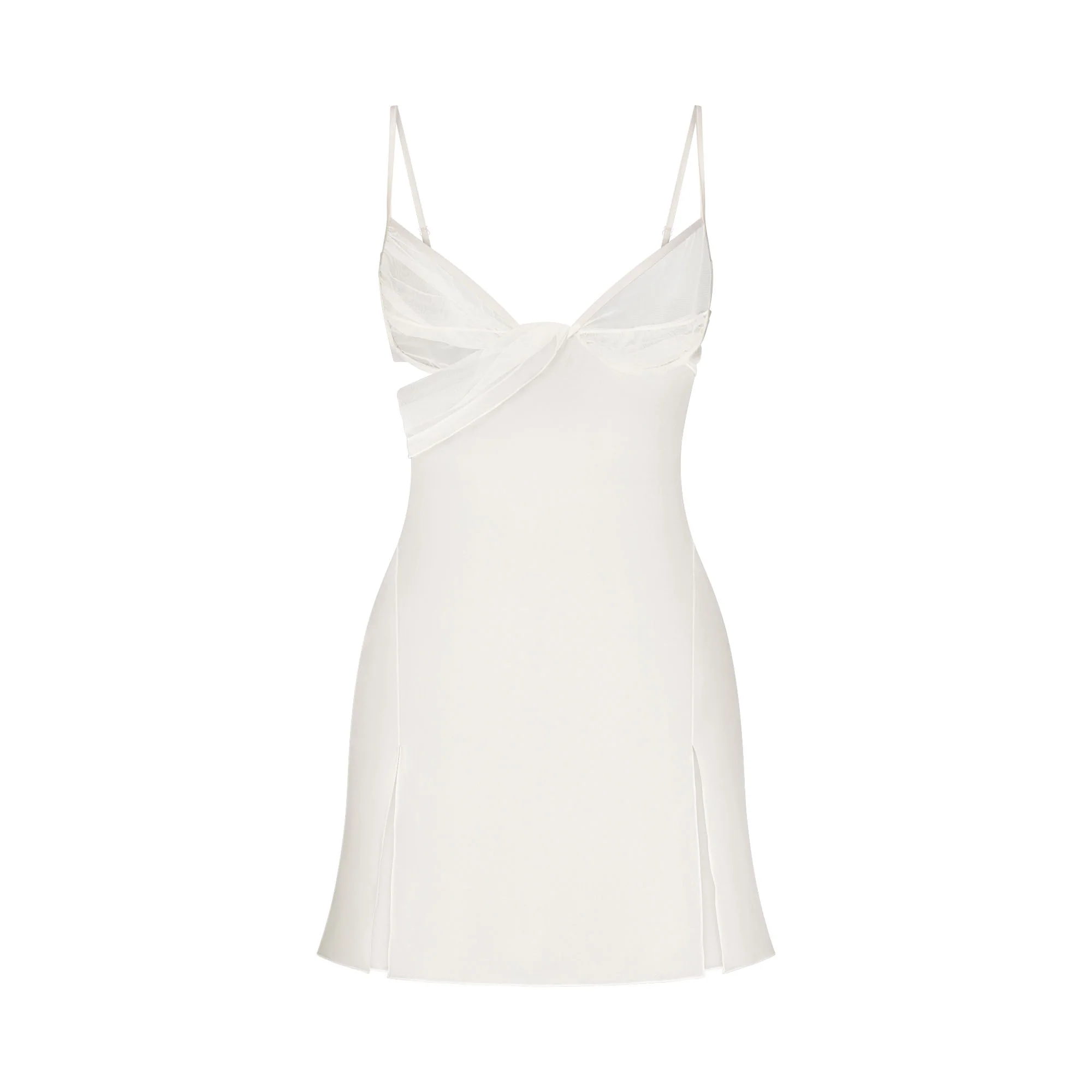 SKIMS ROMANCE DRAPED MINI SLIP DRESS | IVORY