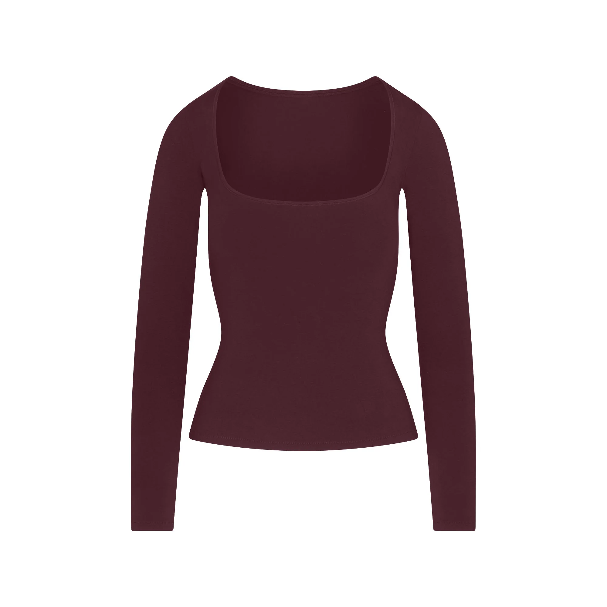 COTTON JERSEY SCOOP NECK LONG SLEEVE TOP | CURRANT