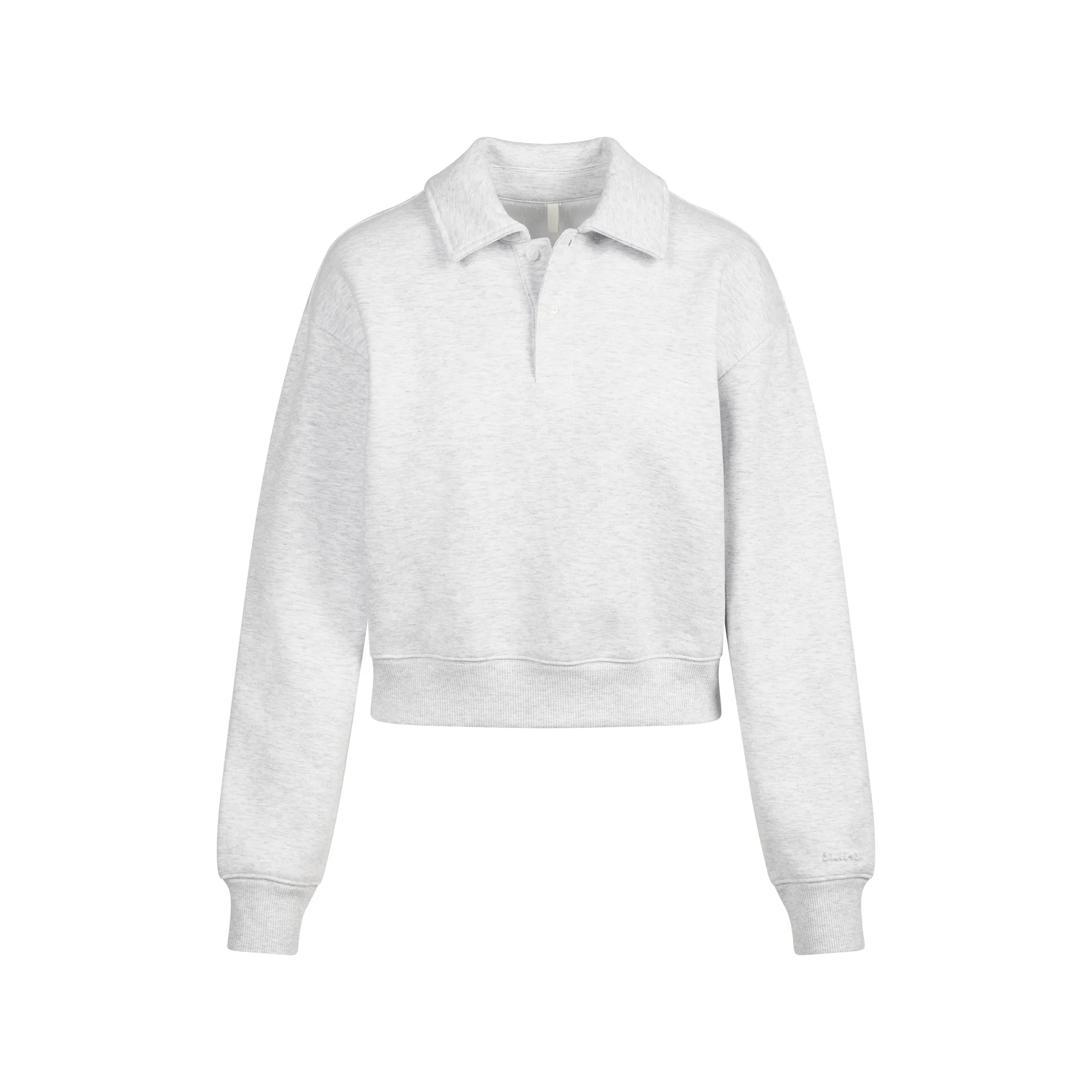 COTTON FLEECE POLO SWEATSHIRT | LIGHT HEATHER GREY