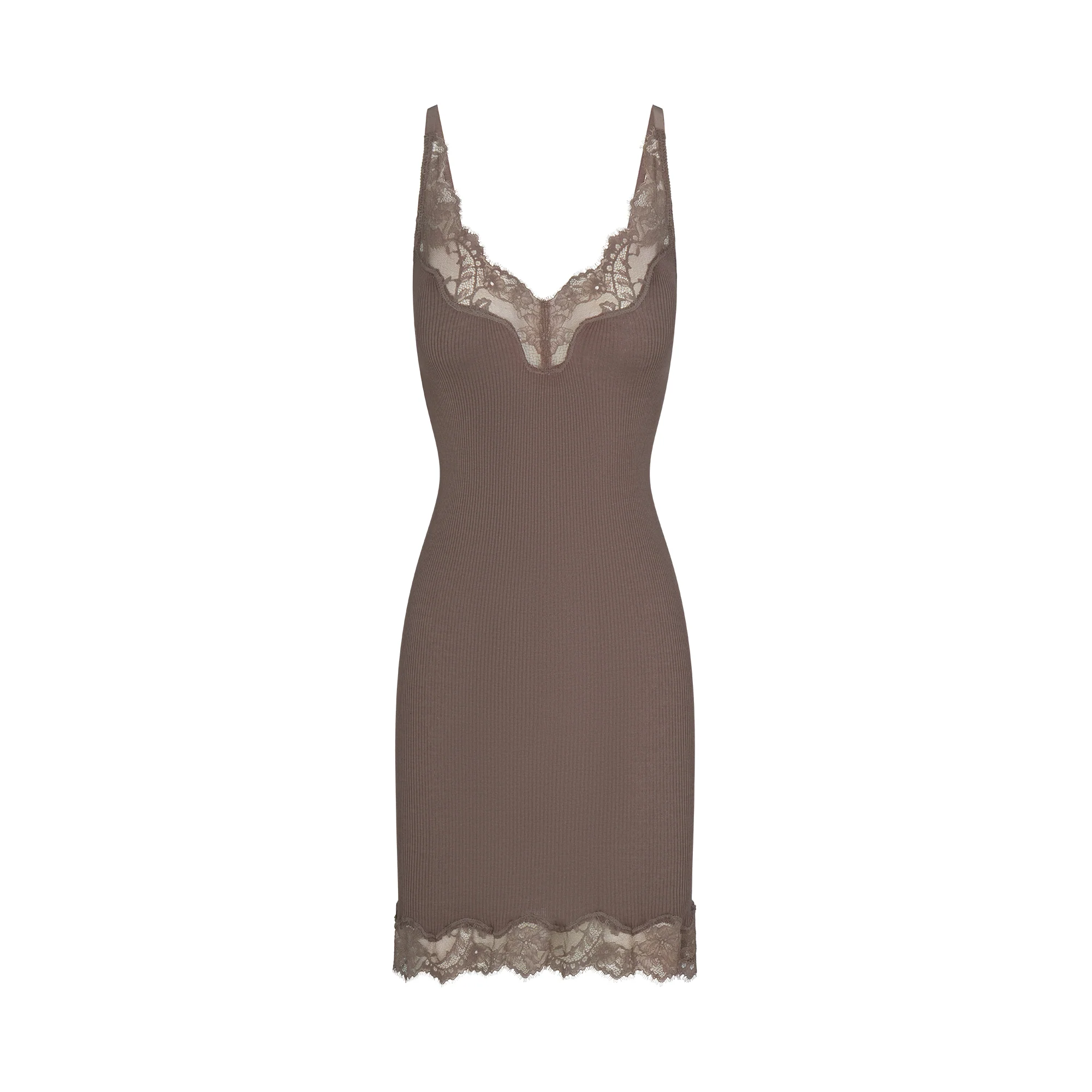 RIB KNIT LACE MINI DRESS | AMETHYST