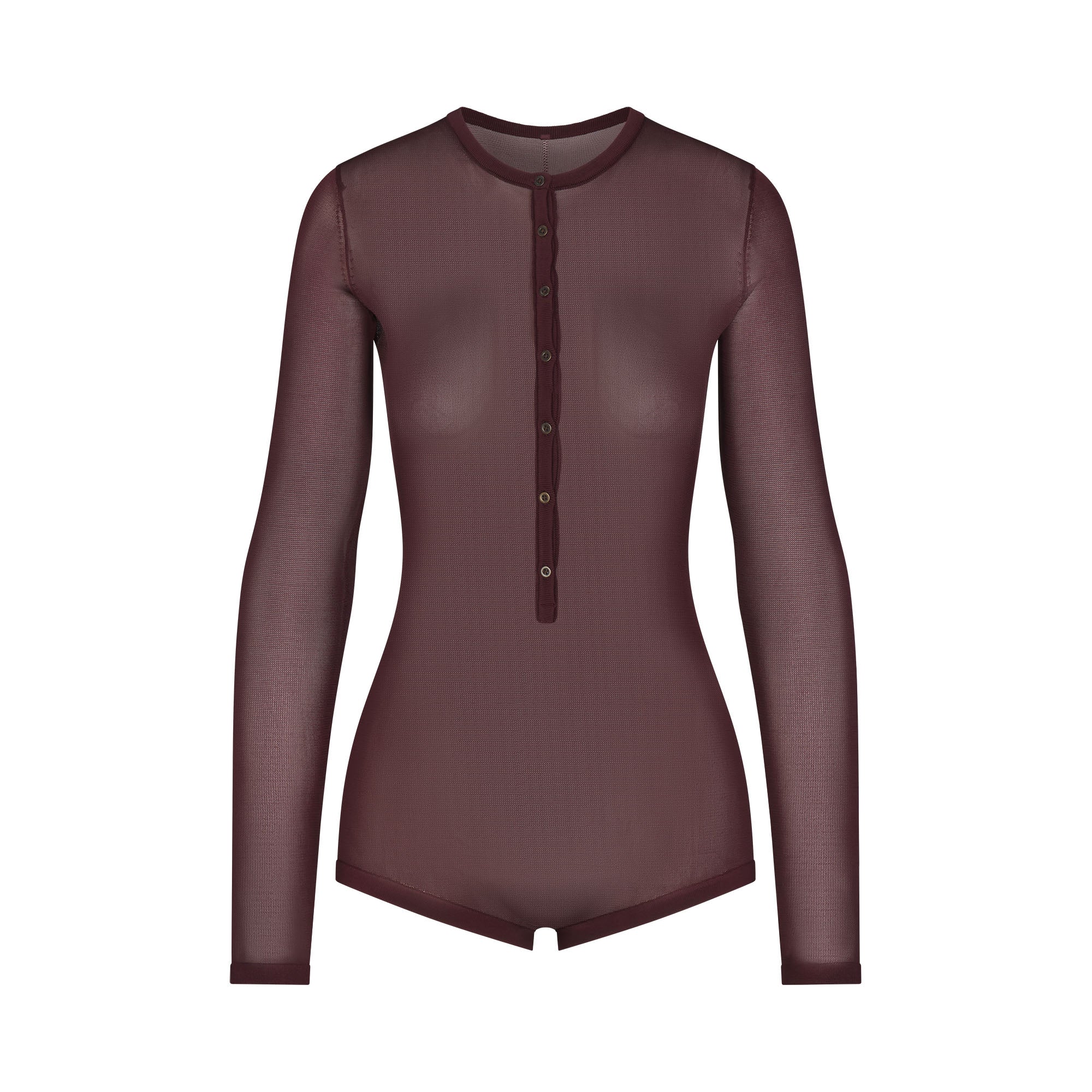 SLINKY KNIT BUTTON UP HENLEY ONESIE | CURRANT