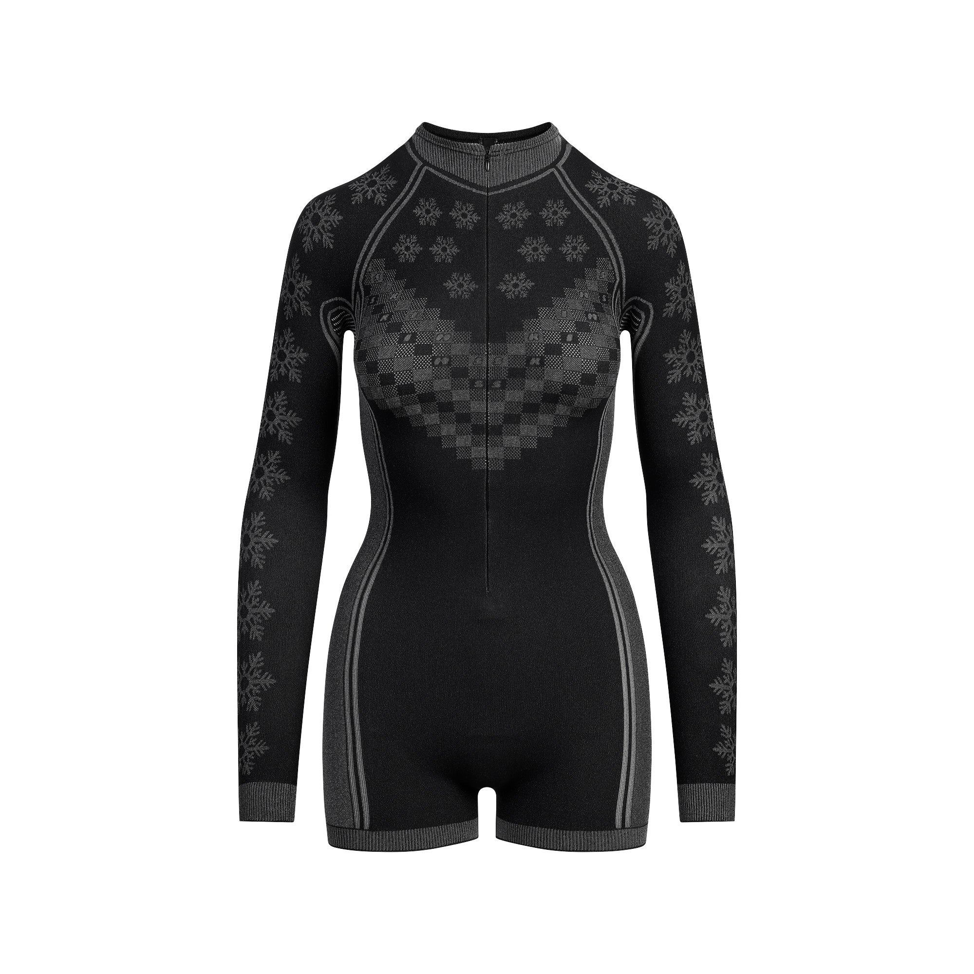 SKIMS FIRST LAYERS HALF ZIP ONESIE | OBSIDIAN WINTER FAIRISLE