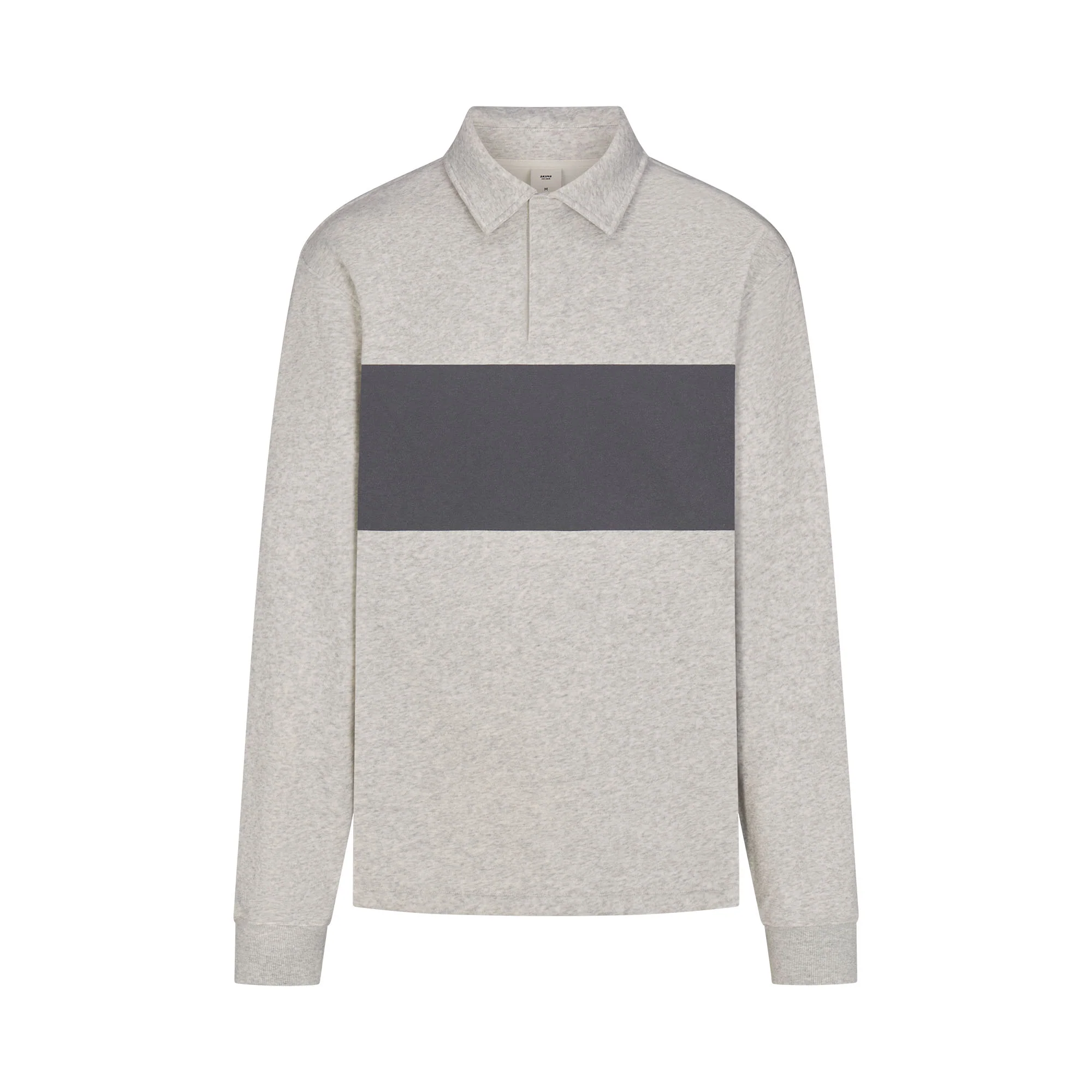 FLEECE LOUNGE MENS RUGBY POLO | LIGHT HEATHER GREY