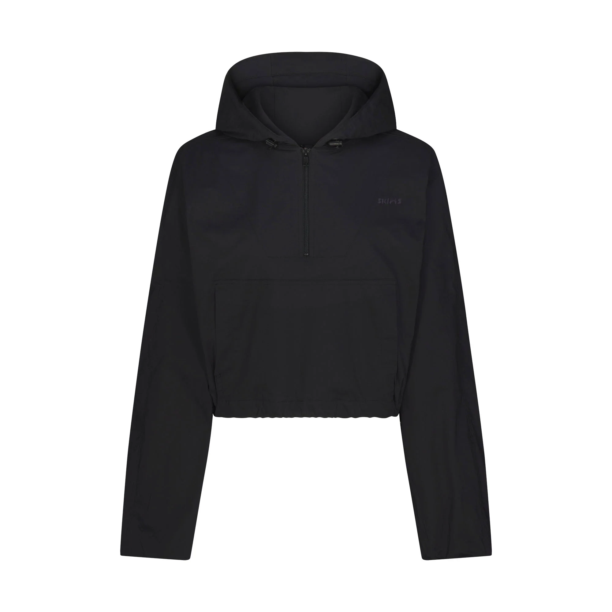 WOVEN COTTON HALF ZIP PULLOVER | ONYX
