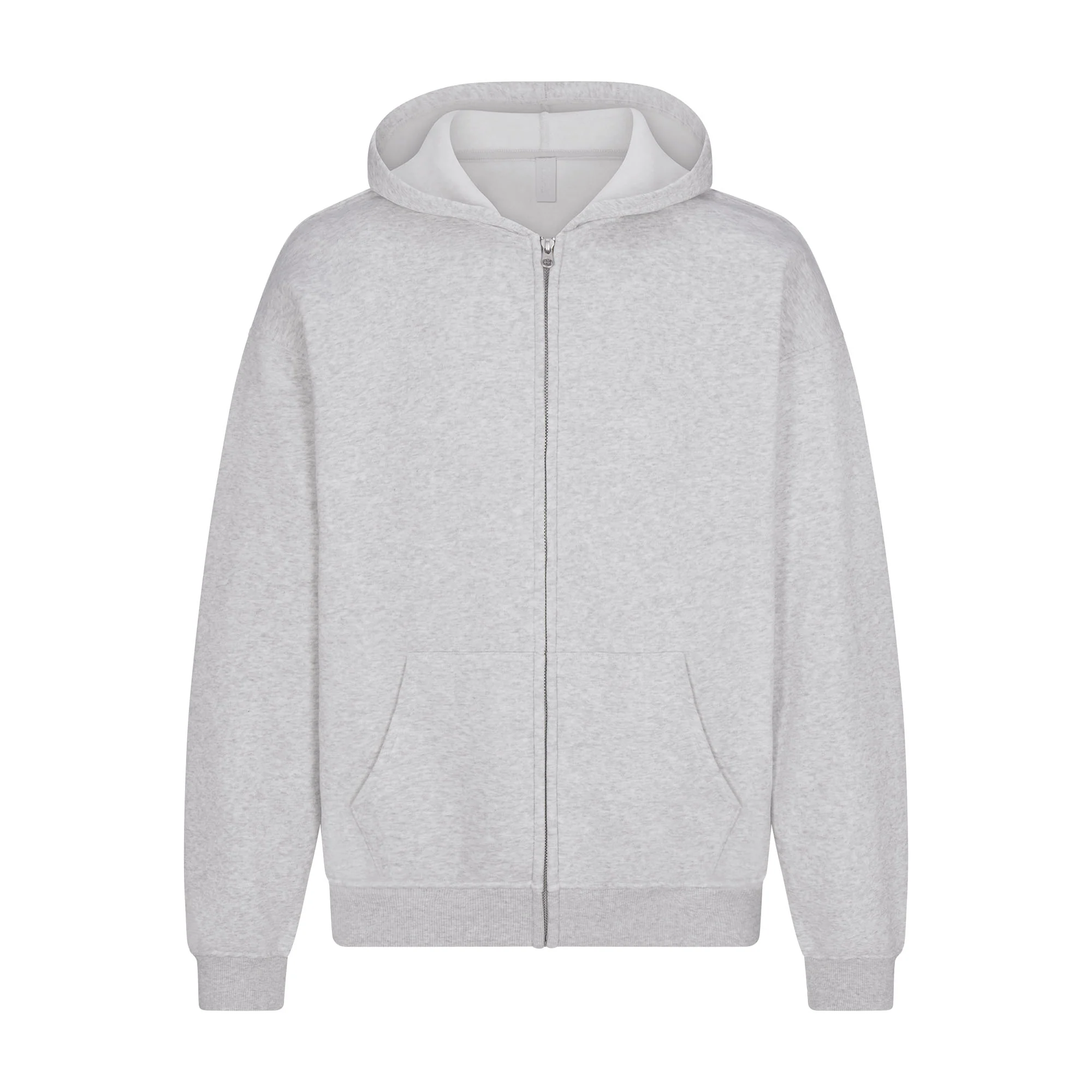 FLEECE LOUNGE MENS RELAXED ZIP UP HOODIE | LIGHT HEATHER GREY