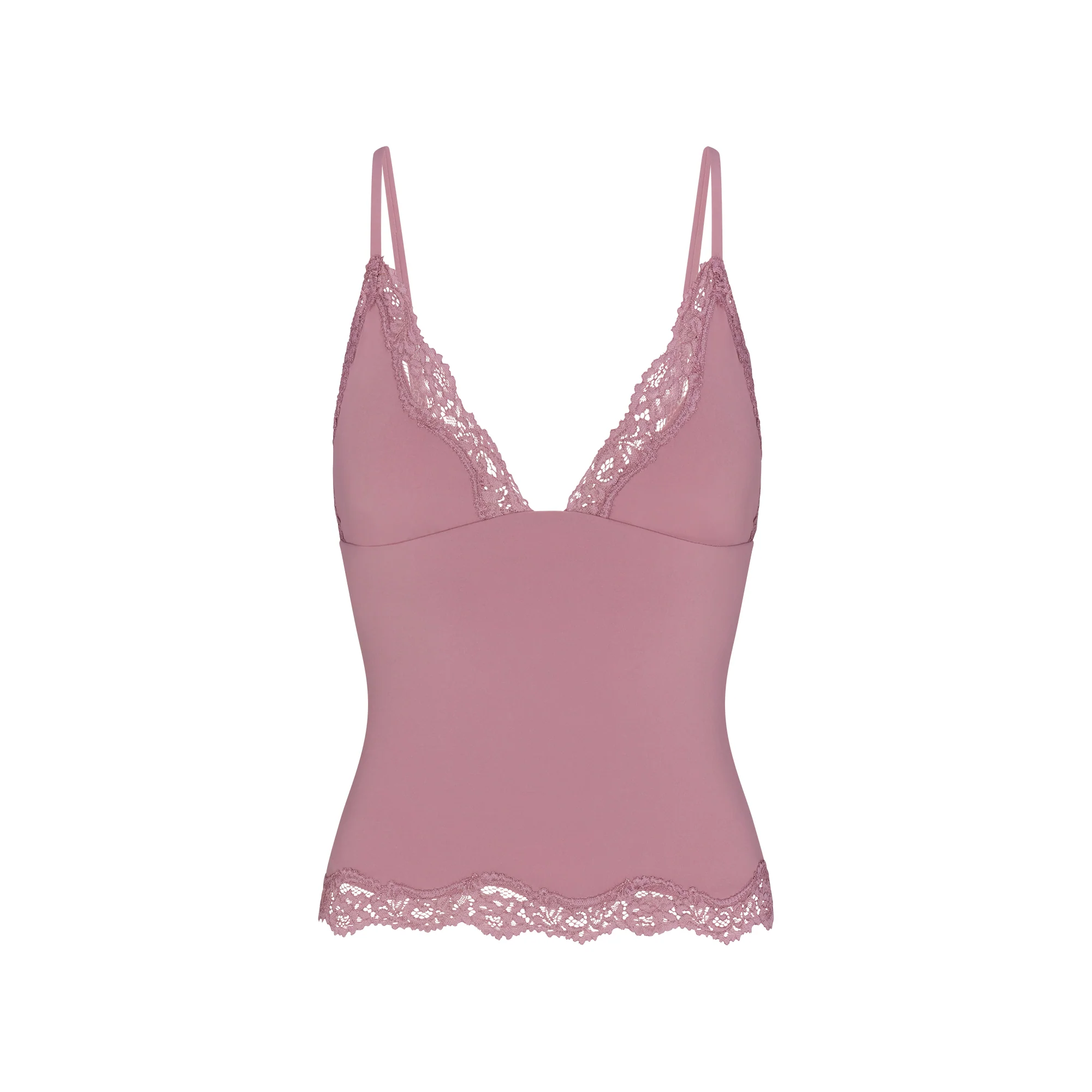 FITS EVERYBODY LACE TRIANGLE CAMI AND BOY SHORT SET | MUTED MAUVE