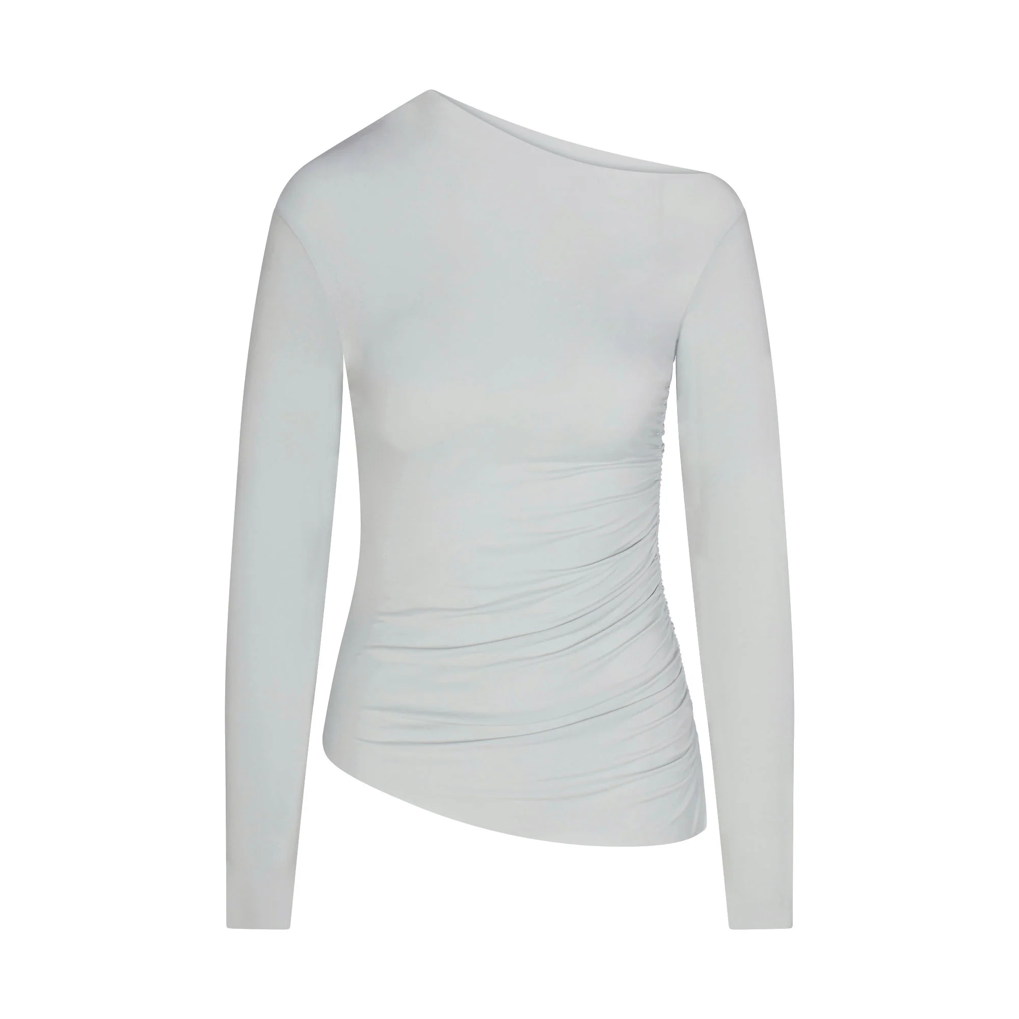 CUPRO JERSEY ASYMMETRICAL TOP | PEARL