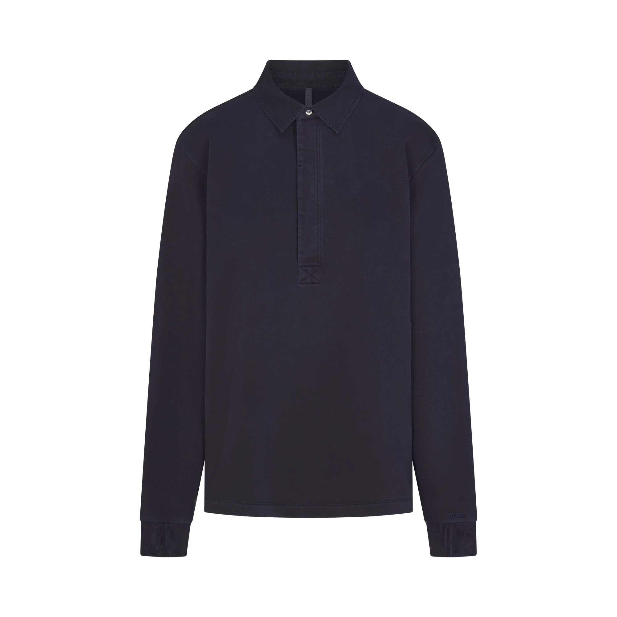 BOYFRIEND FLEECE OVERSIZED POLO | BLUE BLACK