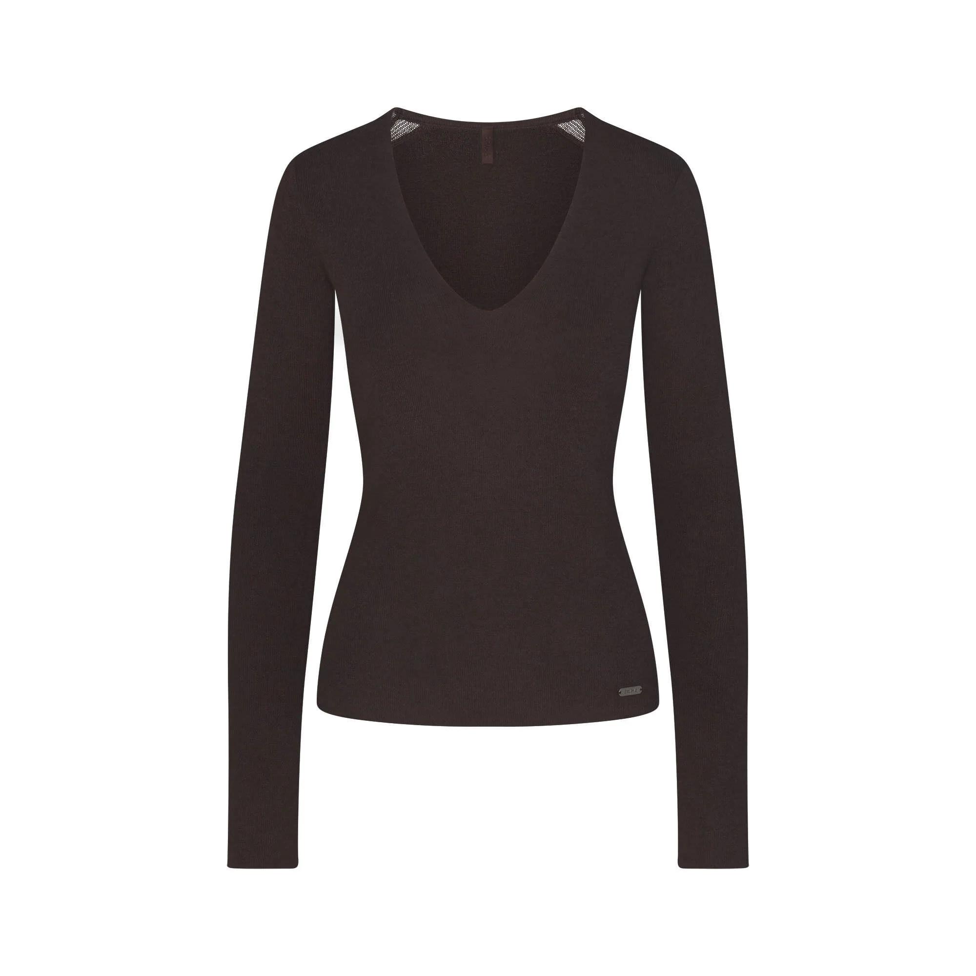 ESSENTIAL KNIT LONG SLEEVE V NECK | ESPRESSO