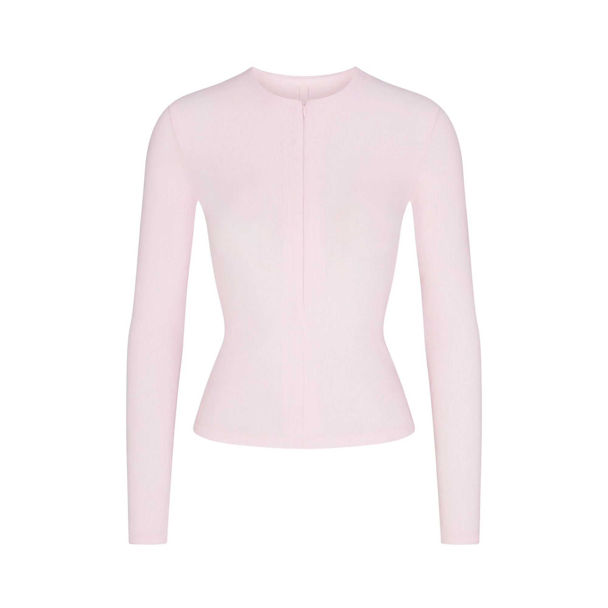 COTTON RIB ZIP UP TOP | CHERRY BLOSSOM