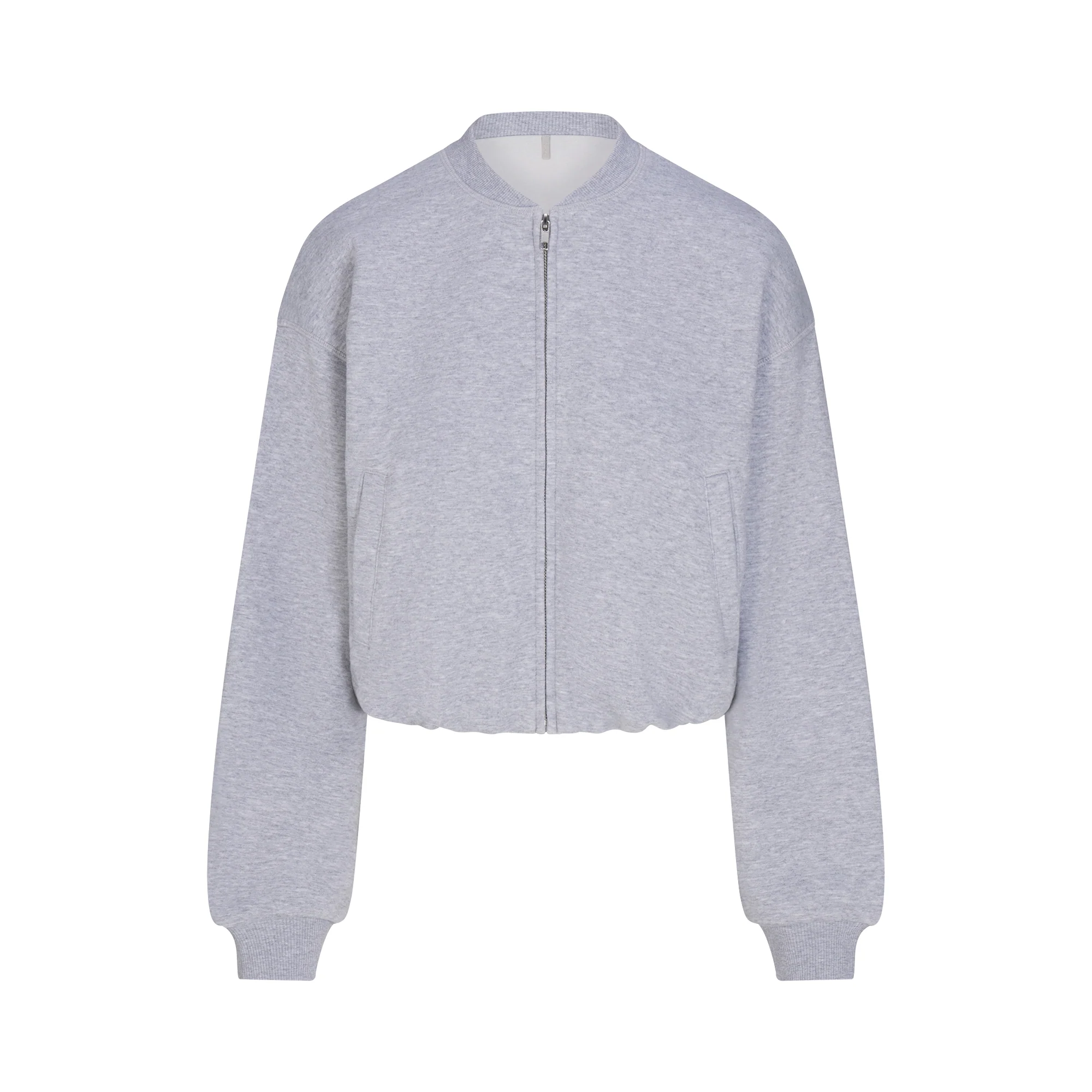 COTTON FLEECE BOMBER JACKET | HEATHER GREY