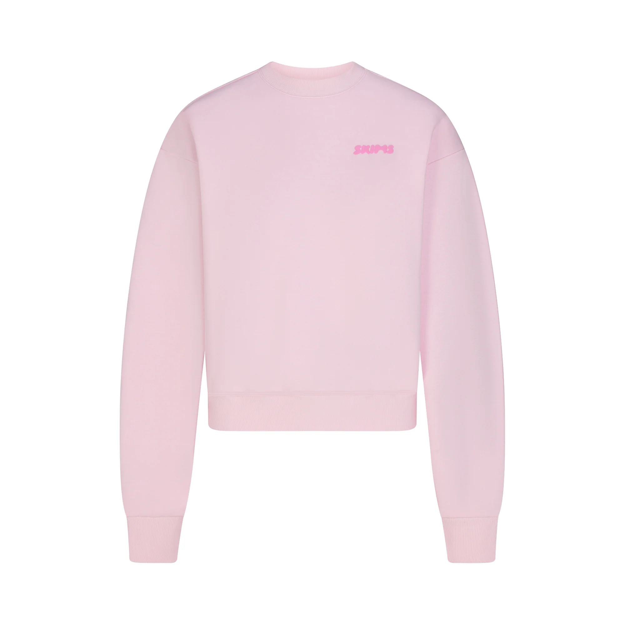 COTTON FLEECE CREWNECK WITH EMBOSSED LOGO | CHERRY BLOSSOM