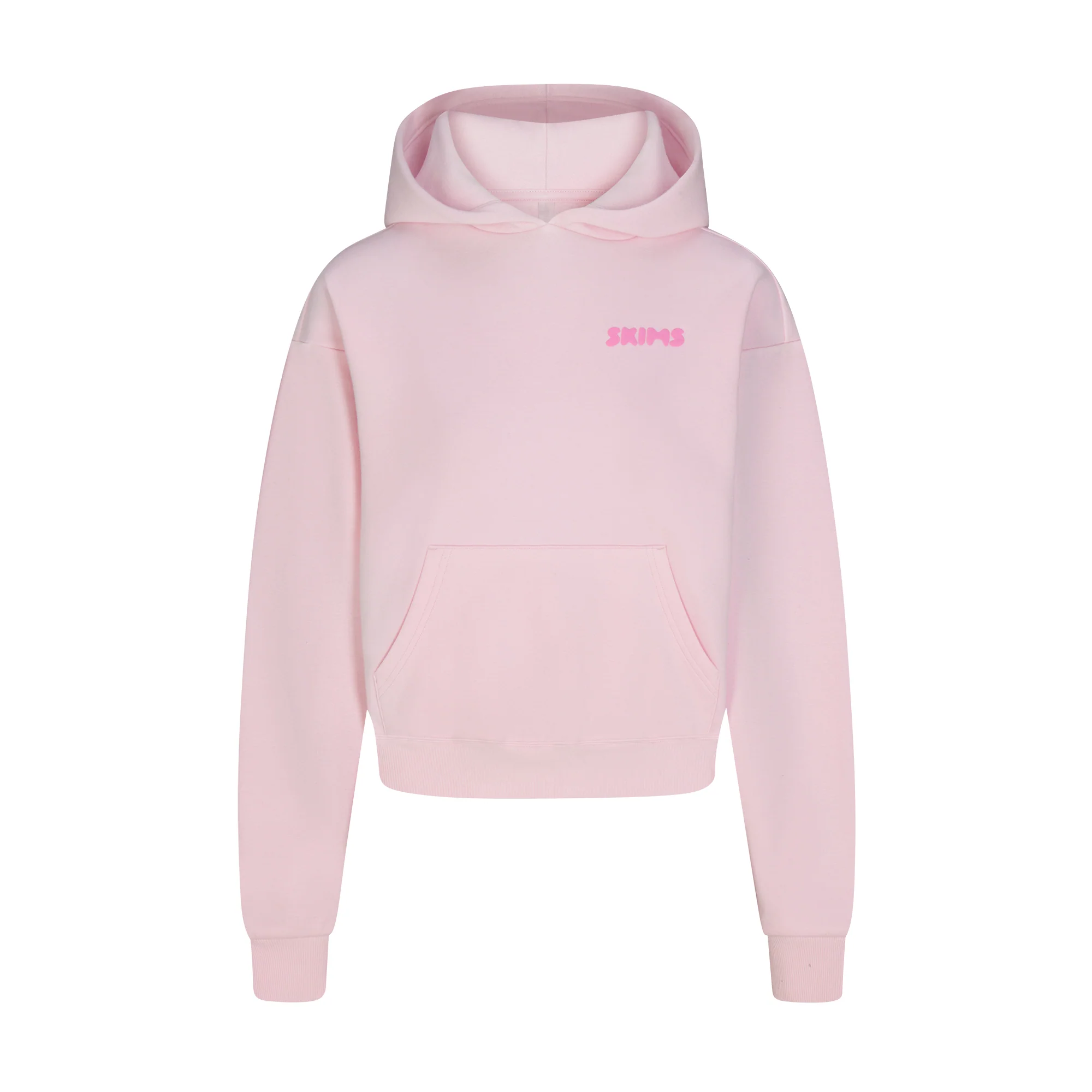 COTTON FLEECE HOODIE WITH EMBOSSED LOGO | CHERRY BLOSSOM
