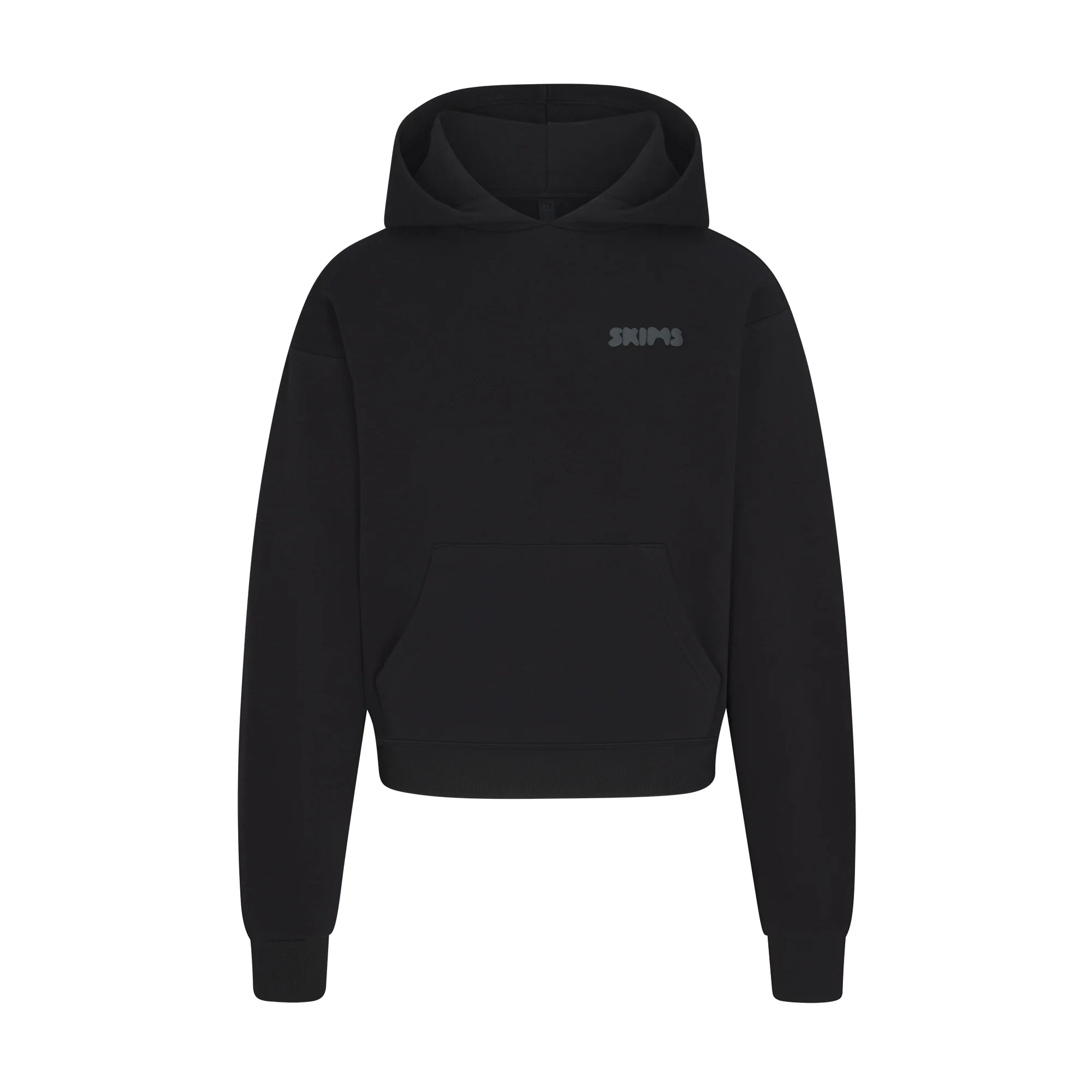 COTTON FLEECE HOODIE WITH EMBOSSED LOGO | ONYX