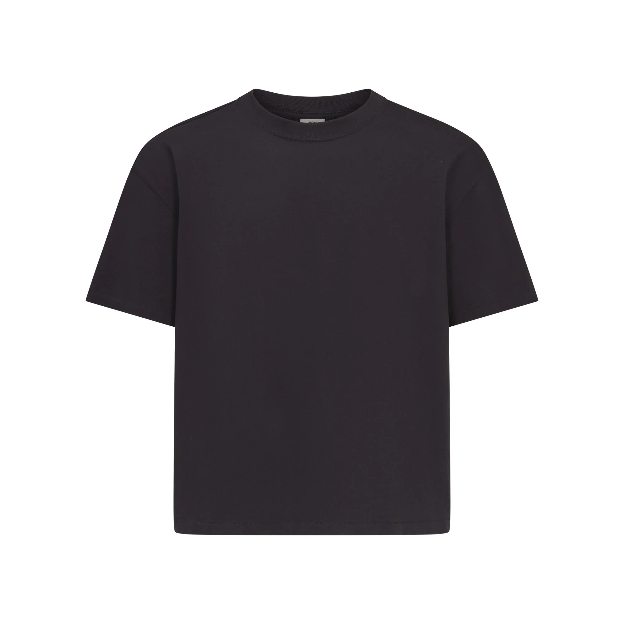 HEAVYWEIGHT COTTON MENS RELAXED CROPPED CREWNECK | OBSIDIAN
