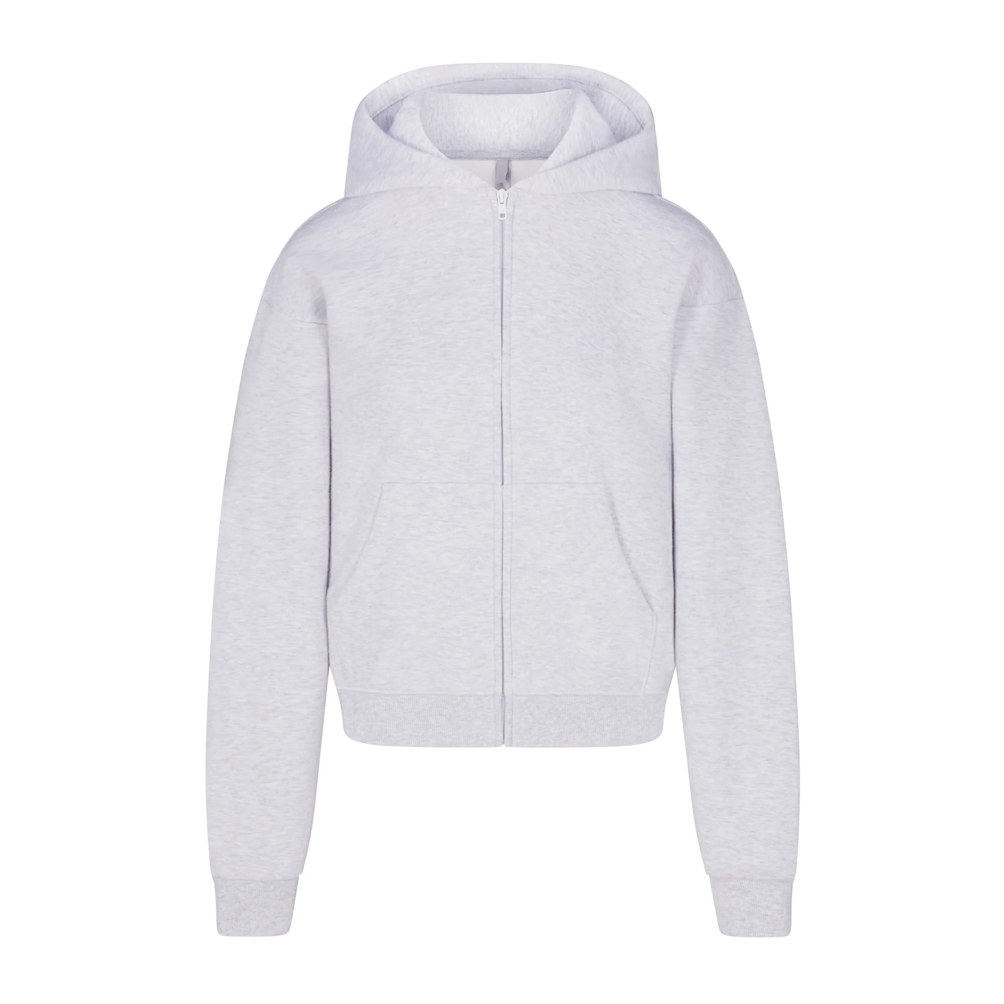 COTTON FLEECE ZIP UP HOODIE | LIGHT HEATHER GREY