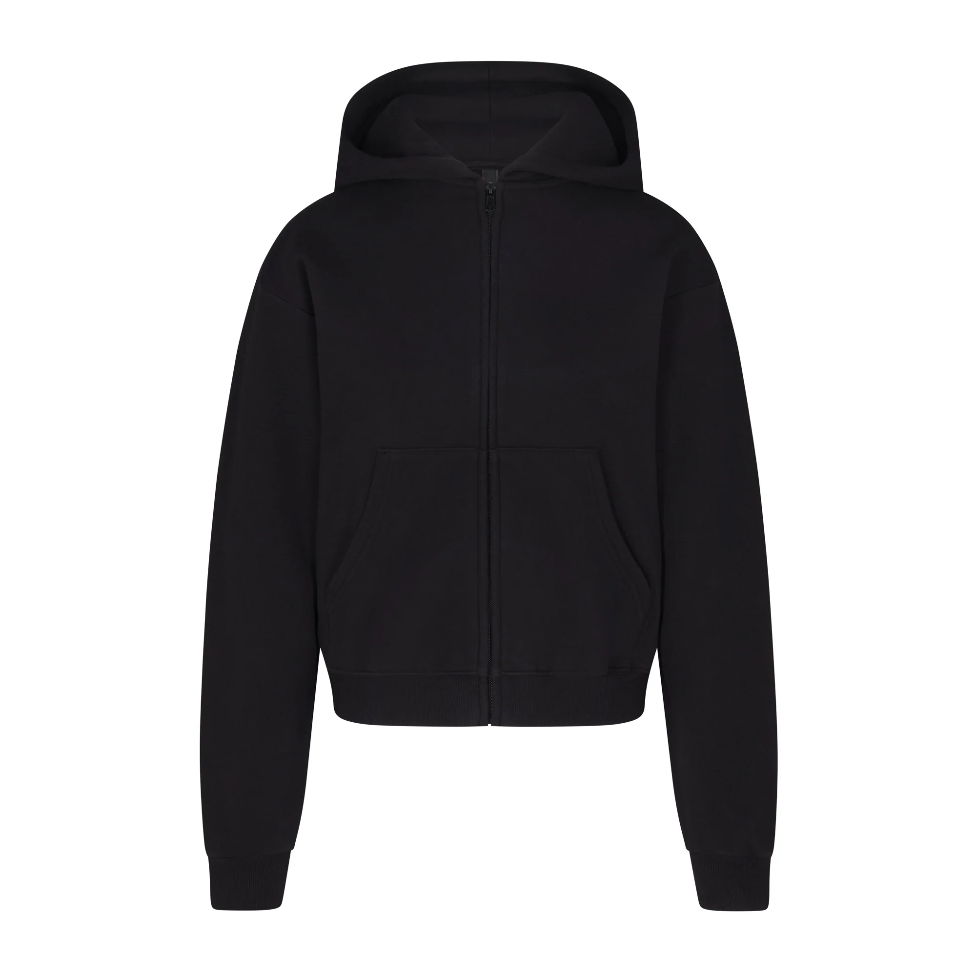 COTTON FLEECE ZIP UP HOODIE | ONYX