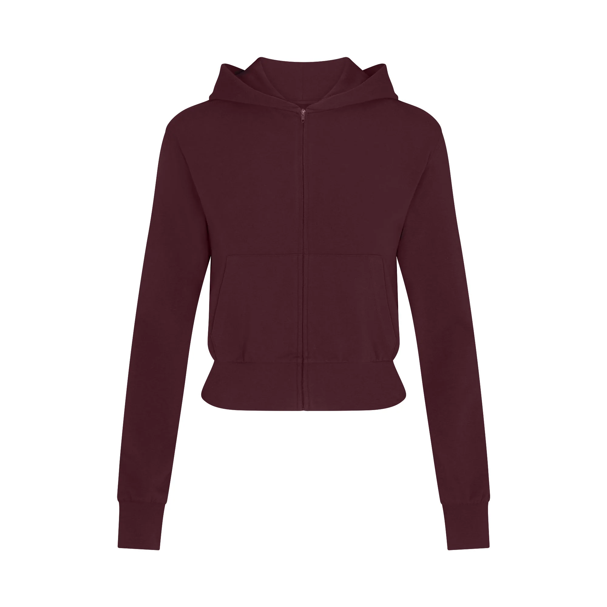 COTTON JERSEY ZIP UP HOODIE | CURRANT