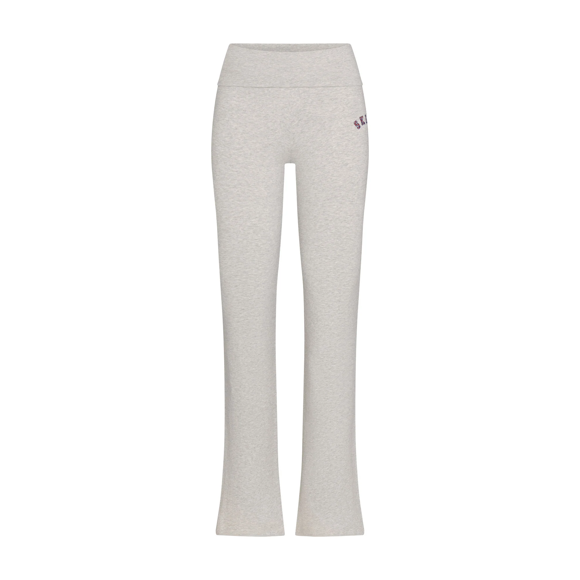 COTTON JERSEY LOGO FOLDOVER PANT | LIGHT HEATHER GREY ARCHED SKIMS PLAID