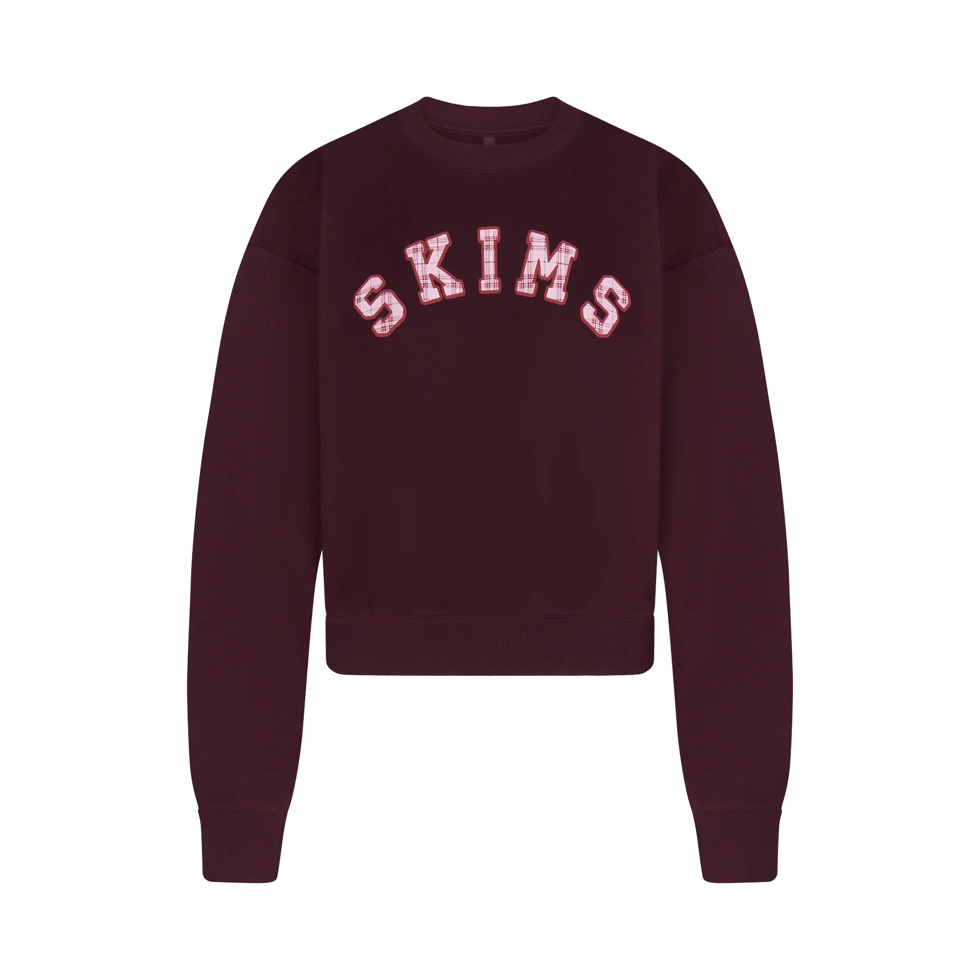 COTTON FLEECE CREWNECK | CURRANT ARCHED SKIMS PLAID