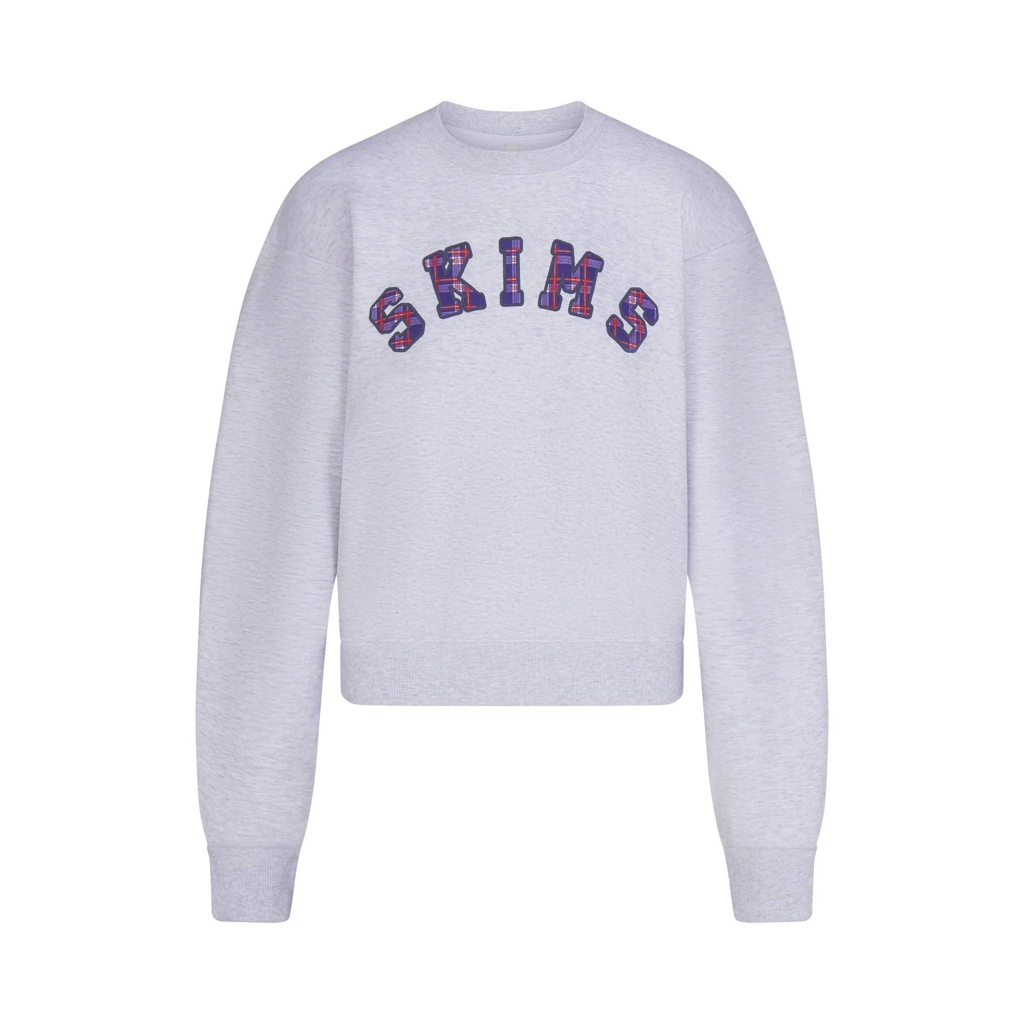 COTTON FLEECE CREWNECK | LIGHT HEATHER GREY ARCHED SKIMS PLAID