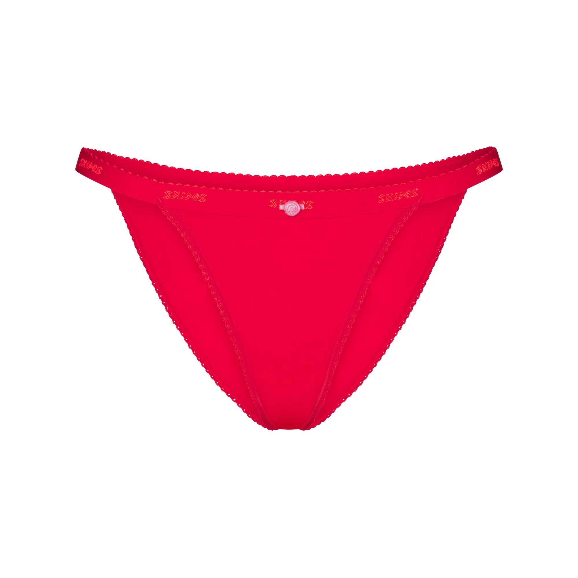 LIGHTWEIGHT COTTON LOGO PICOT STRING BIKINI | RUBY TONAL