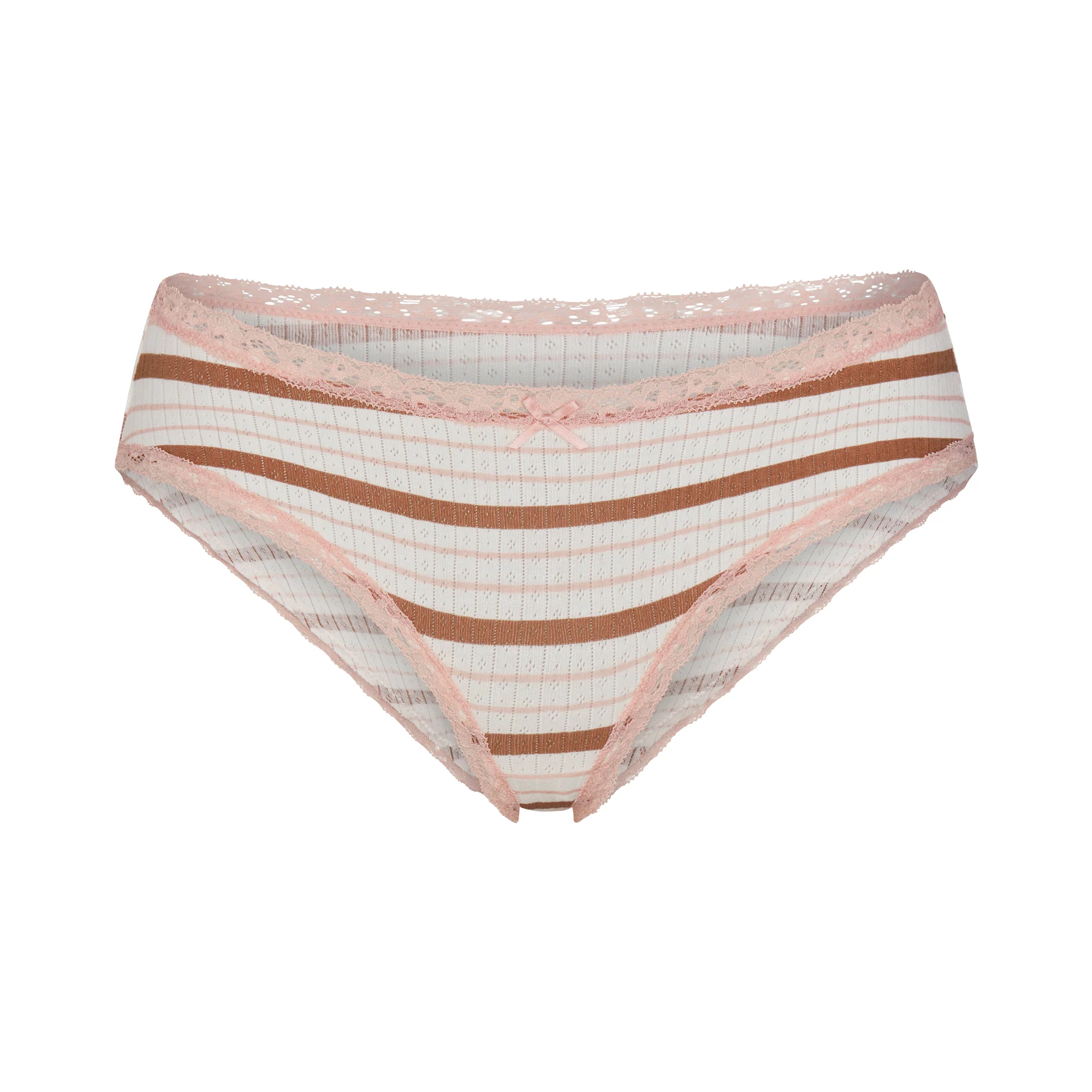 LIGHTWEIGHT COTTON POINTELLE LACE BRIEF | VILLA EGRET RUNWAY STRIPE
