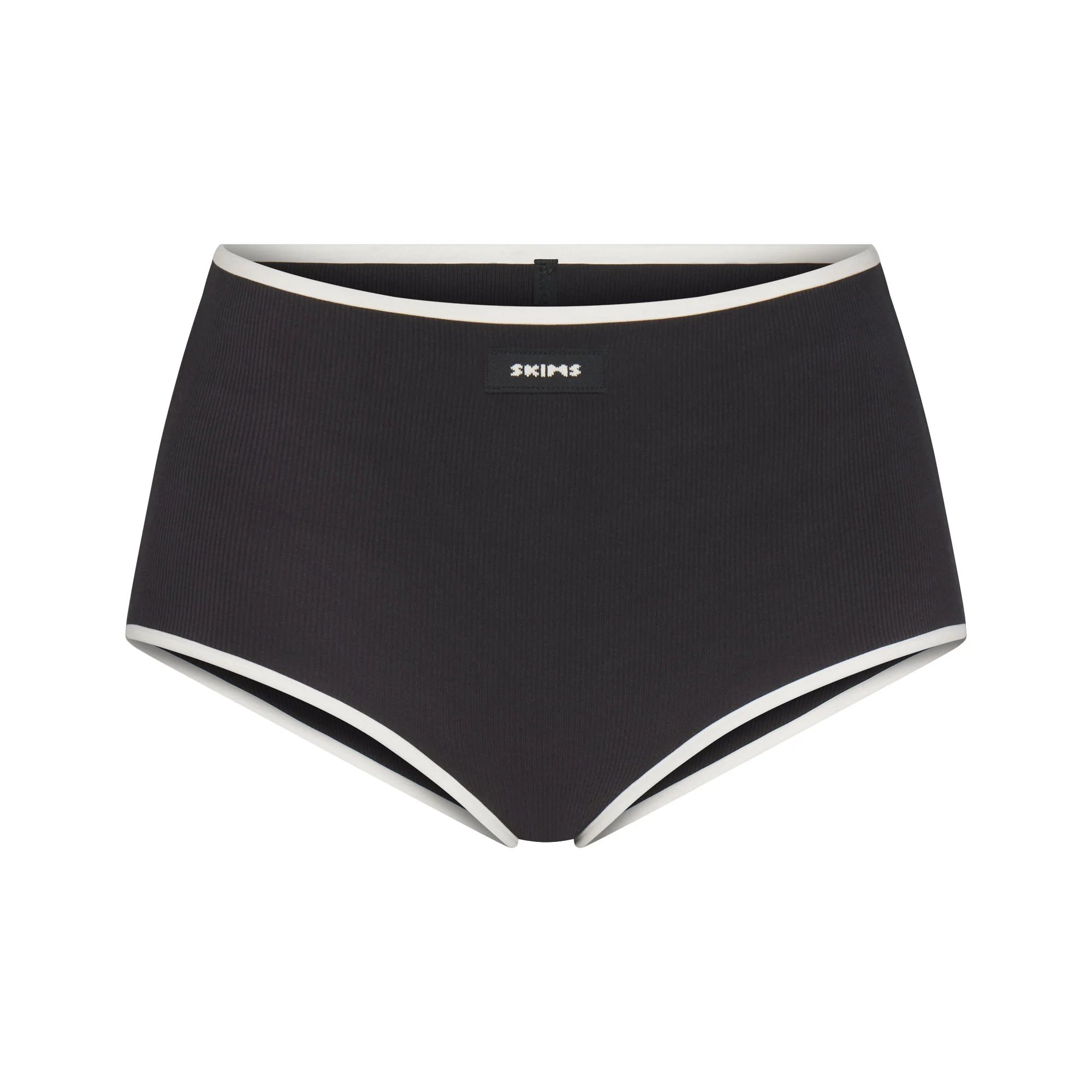 COTTON RIB BOY SHORT | SOOT CONTRAST