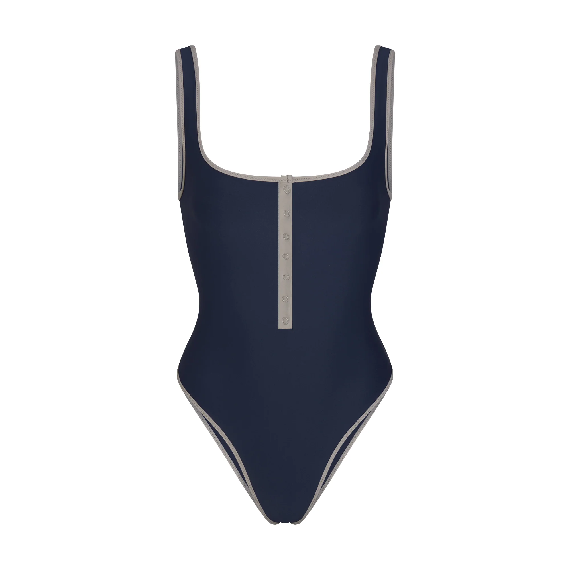 SIGNATURE SWIM SNAP FRONT ONE PIECE | NAVY CONTRAST